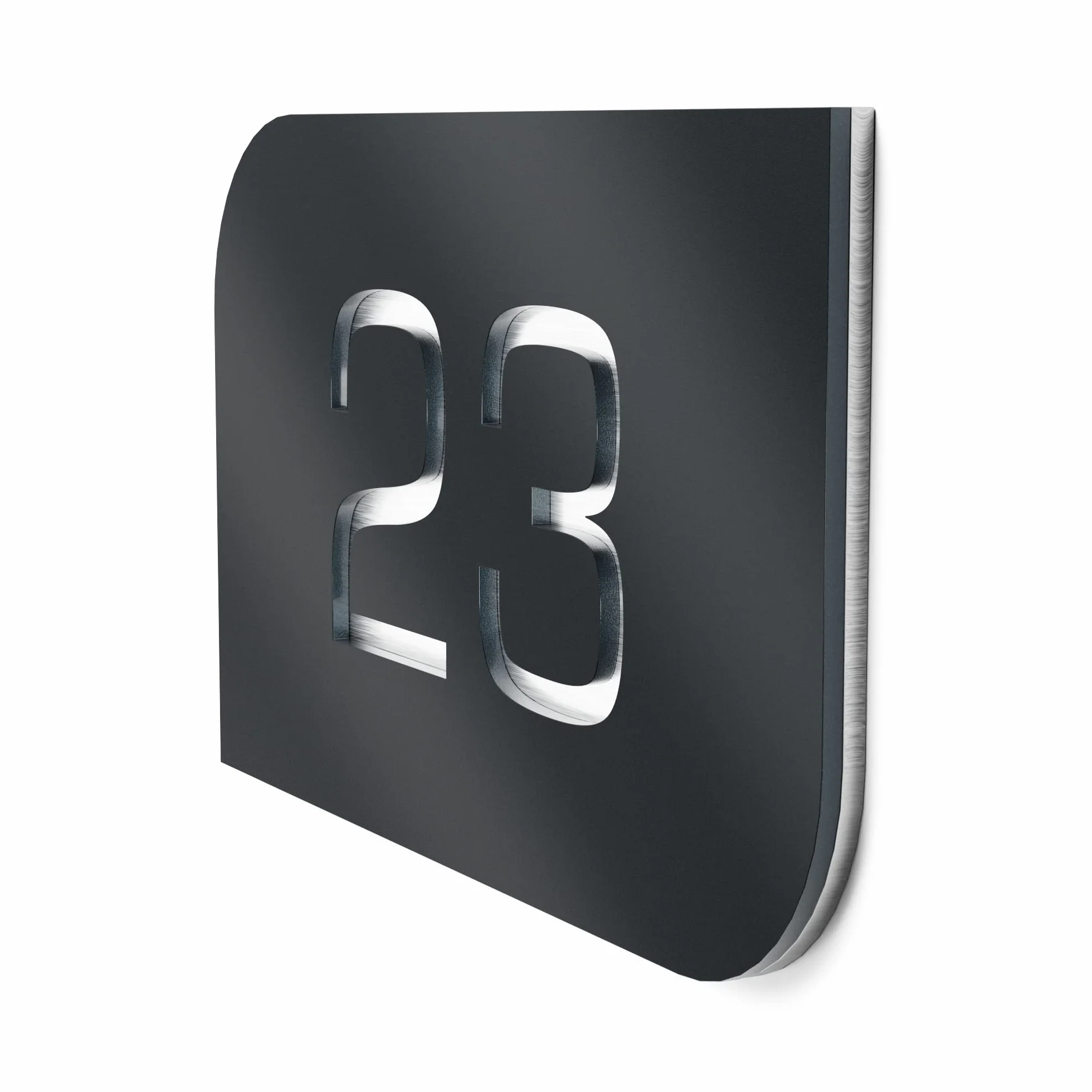 placa de número para exterior – 215x150 mm, acabado antracita RAL 7016, acero inoxidable V2A (AISI 304), personalizable