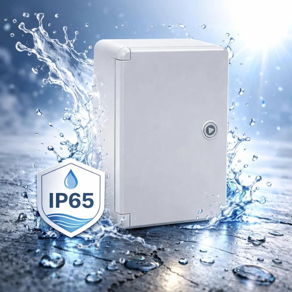 Armario Eléctrico Estanco 200x300x130 IP65 IK08 ABS con Puerta Opaca Gris y Placa Galvanizada Incluida