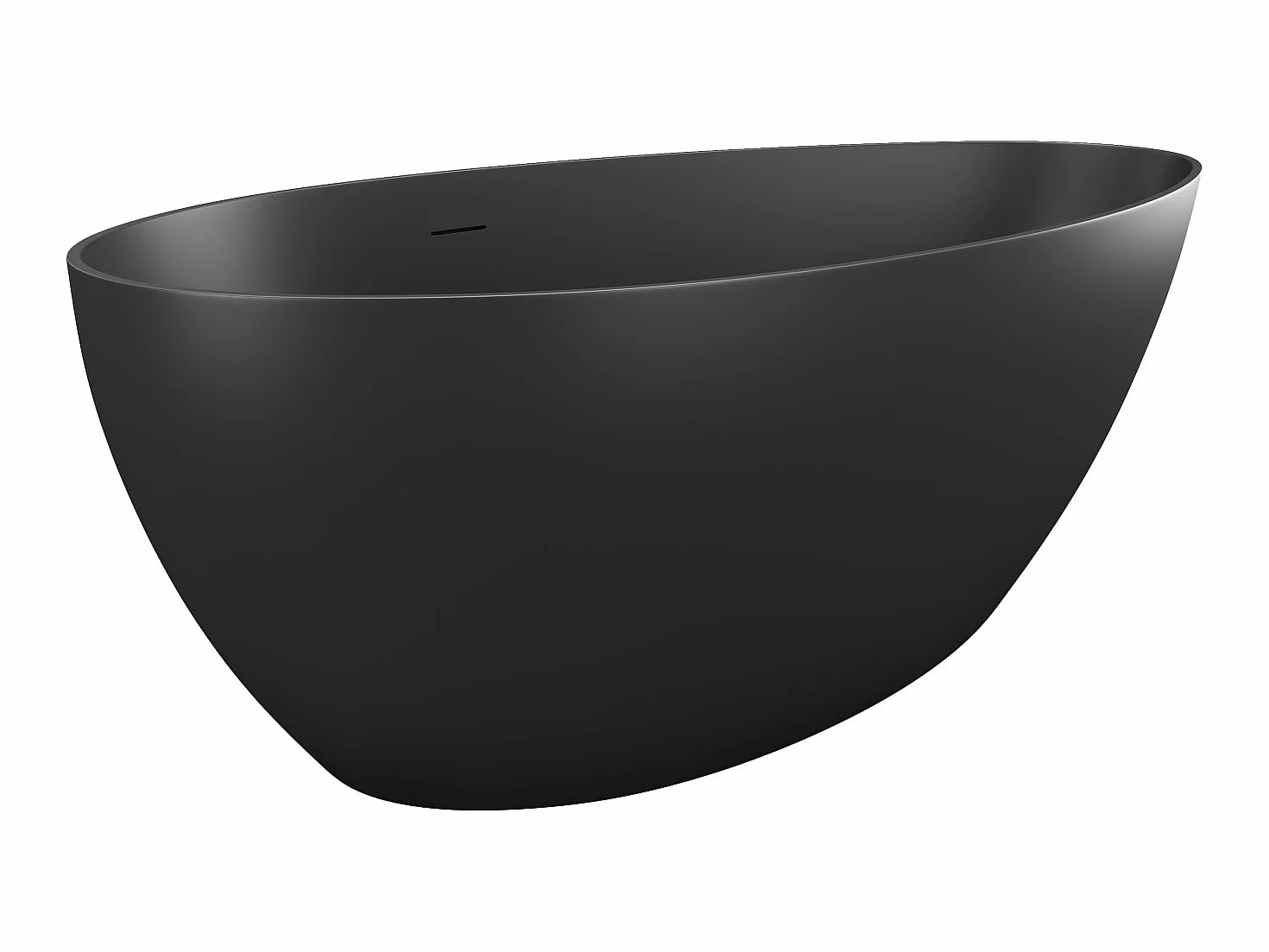 Vente-unique -BaÒera independiente asimÈtrica 245 litros 160 x 82 x 58 cm Negro mate AcrÌlico - APULIA