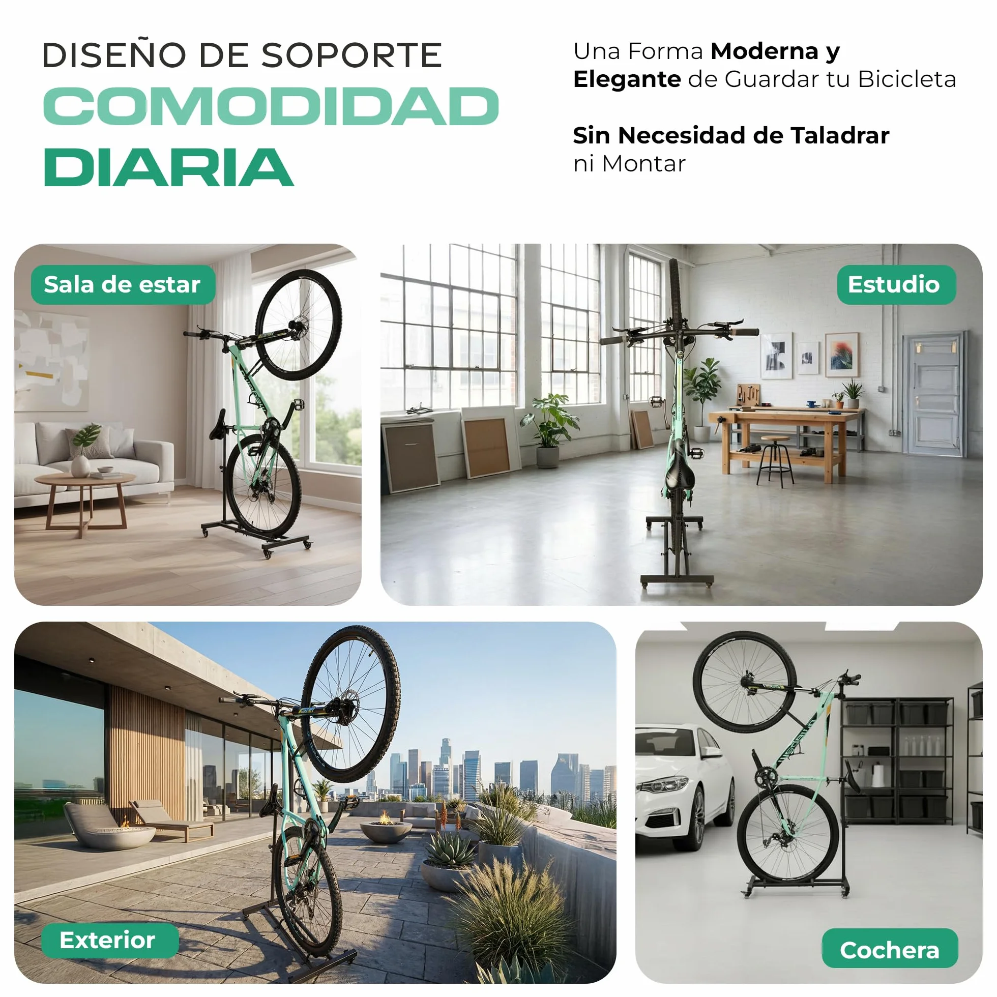 Genérico CHIROS Soporte Bicicletas Suelo Vertical Aparca Bicis de Suelo Casa Garaje