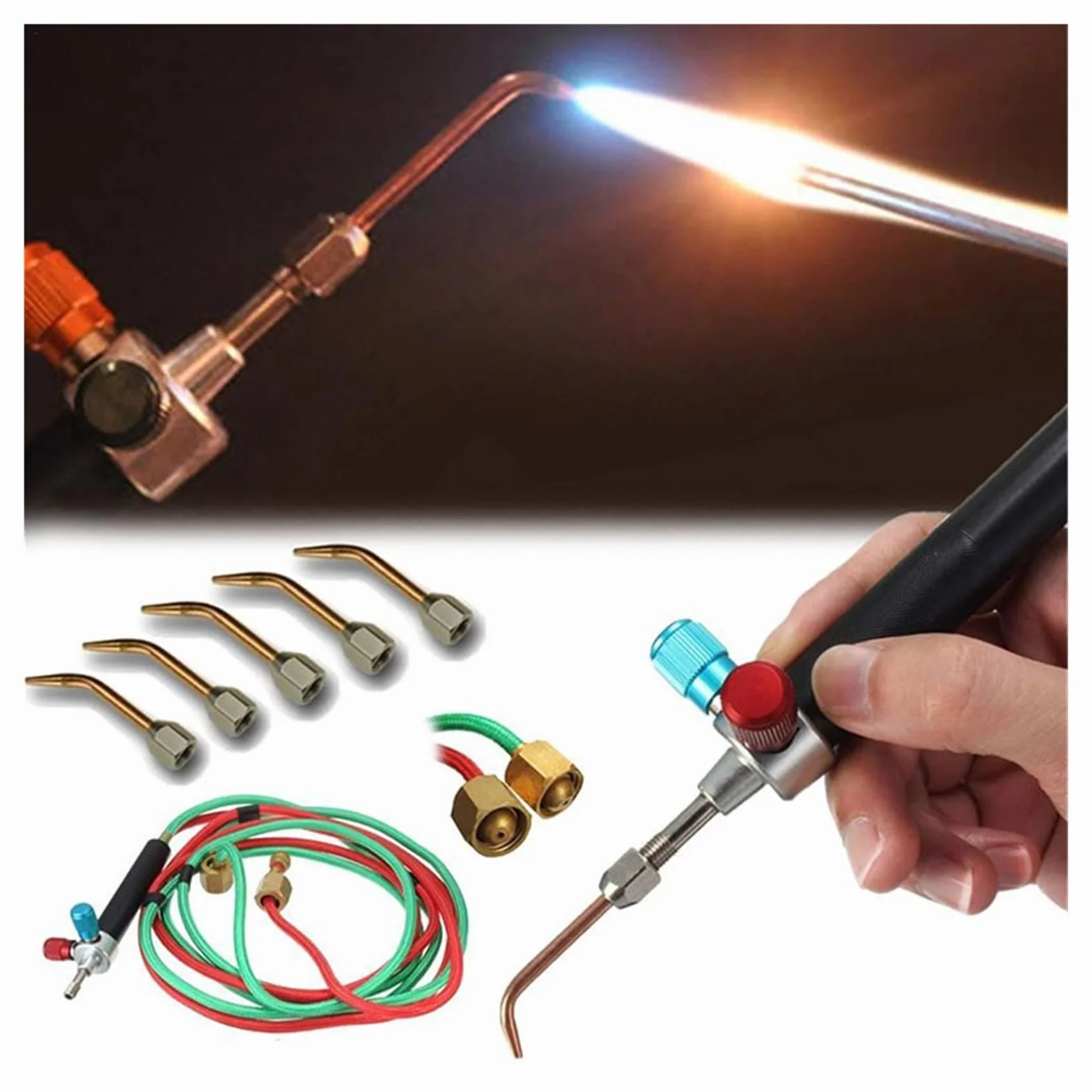 PISTOLA DE SOLDAR Accesorios de soldadura Joyería Joyeros Micro Mini Gas Pequeña antorcha Kit de soldadura Herramientas Pistola de soldadura de oxígeno con 5 puntas