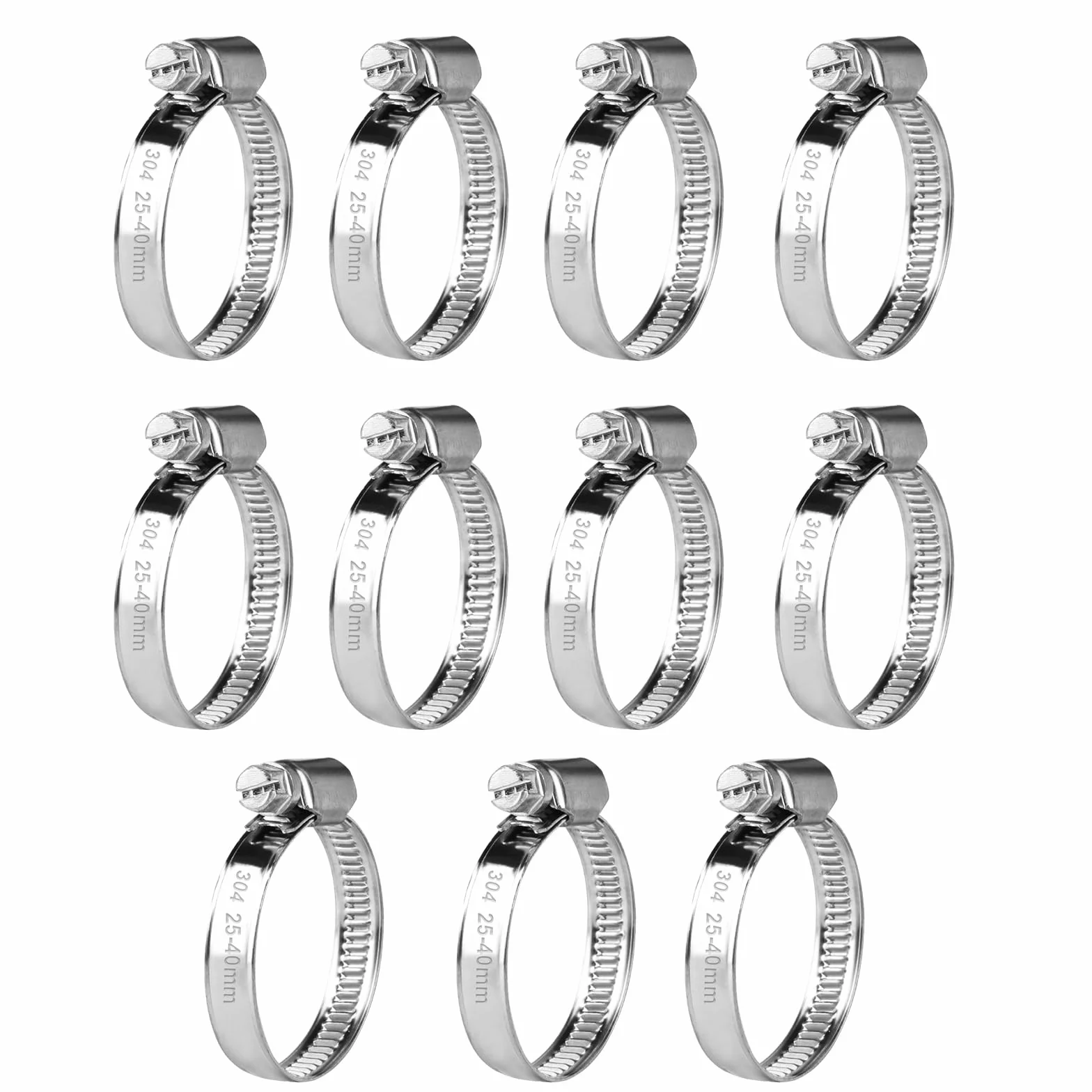 11 Pcs Abrazaderas Metalicas para Tubos, Abrazaderas de Acero Inoxidable Ajustable 25-40 mm, Abrazaderas de Tubo, Abrazaderas de Manguera de Acero Inox para Mangueras Tubería de Agua Piscina