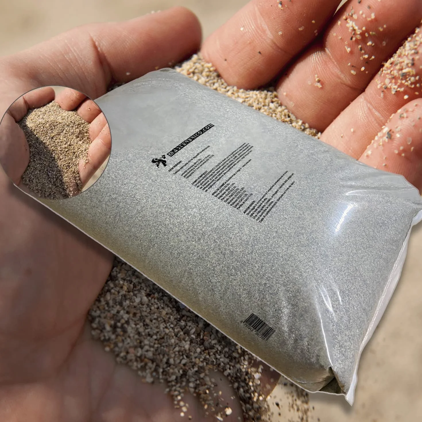 Arena para arenadora 0,3 – 1,0 mm, saco de 25 kg – Arena seca vaga, para tratamientos de arenado sobre madera, hierro, cemento y ladrillo – Granulometría media, baja humedad