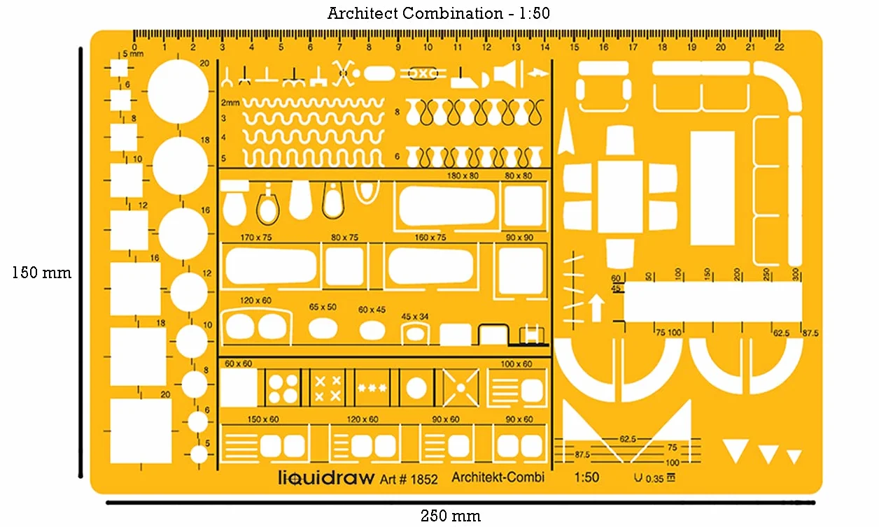 Liquidraw Regla de Arquitecto Escala 1:50 Plantilla Símbolos Muebles Plano Interior Casa