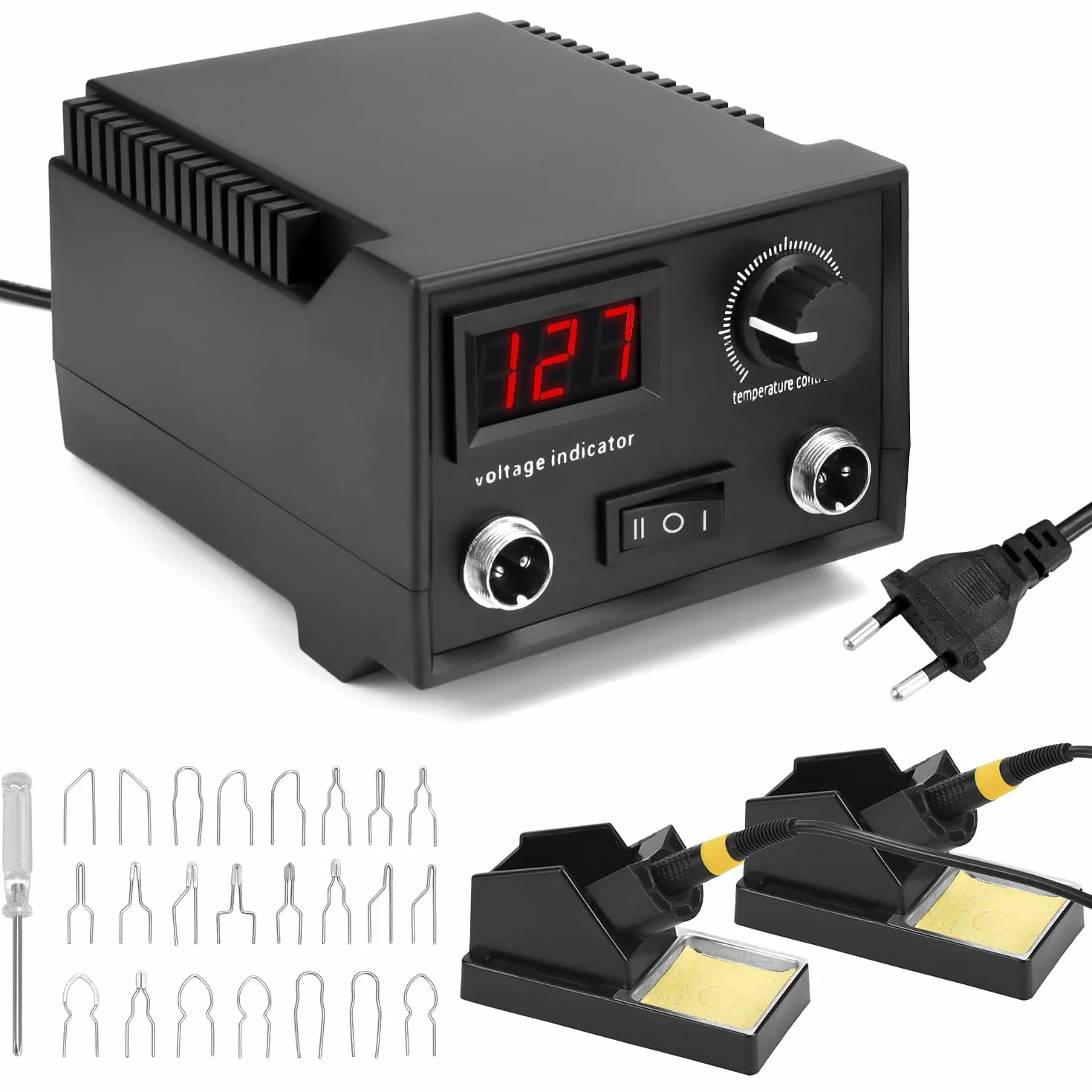 QWORK® Máquina de Pirograbado, 60 W Máquina de Pirograbado con Pantalla Digital, Juego de Quemador de Leña con 2 Bolígrafos de Leña