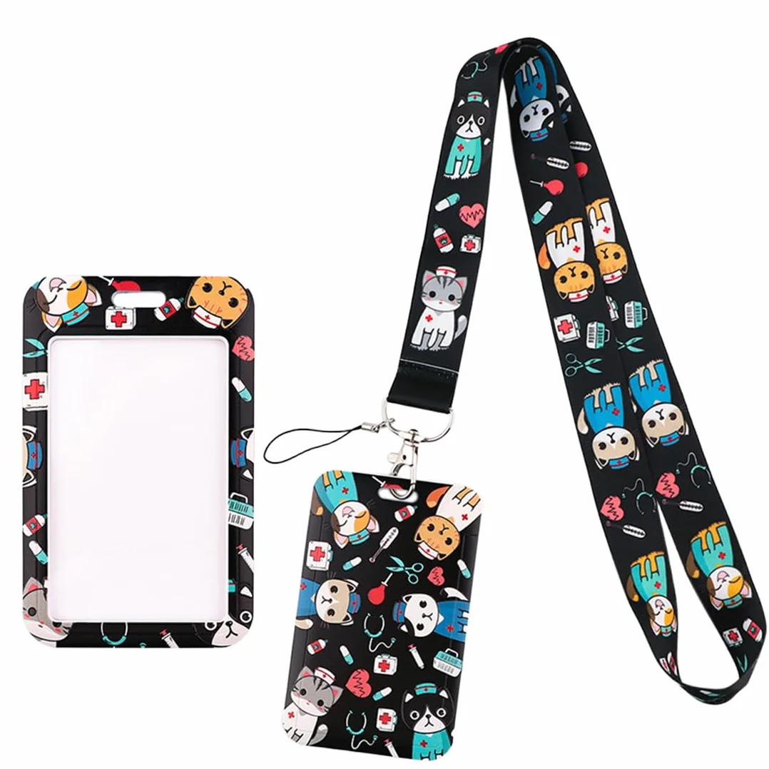 Lanyard para Enfermeras,Porta Credencial de Enfermera Cuello, Porta Credencial Rígido Cordón para el Cuello, Porta Credencial para Tarjetas de Identificación para Enfermeras y veterinarios