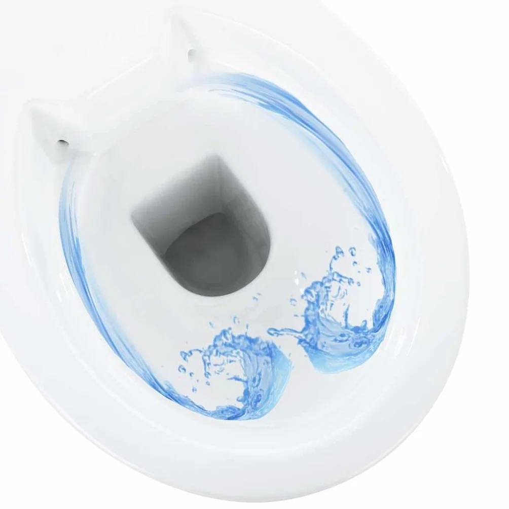 vidaXL Inodoro Sin Borde, Cerámica, Blanco, 50,5x36,5x50 cm, Asiento Soft-Close, Altura Extra Confort 7 cm, WC Compacto, Diseño Delgado, Baño, Descarga Higiénica