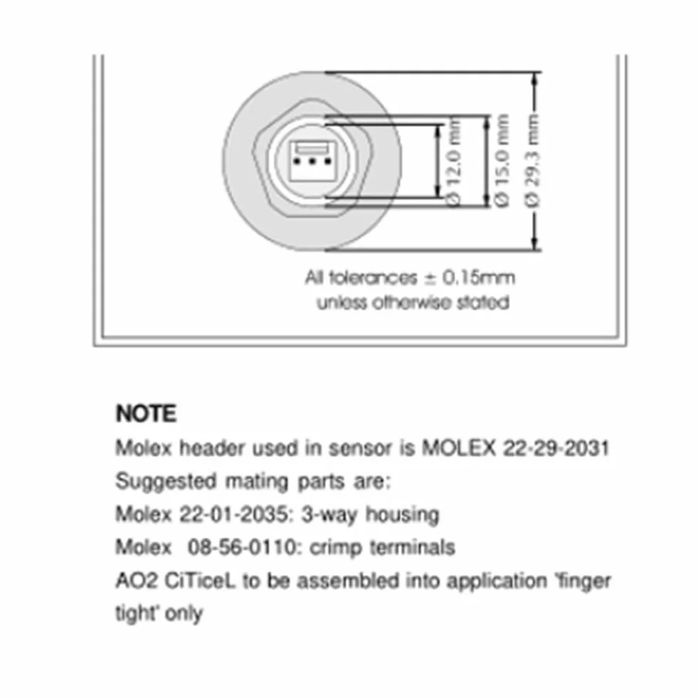 Sensor De Oxígeno AO-02 Detector De Gas Compatible con AO2 AA428-210 AO2PTB-18.10