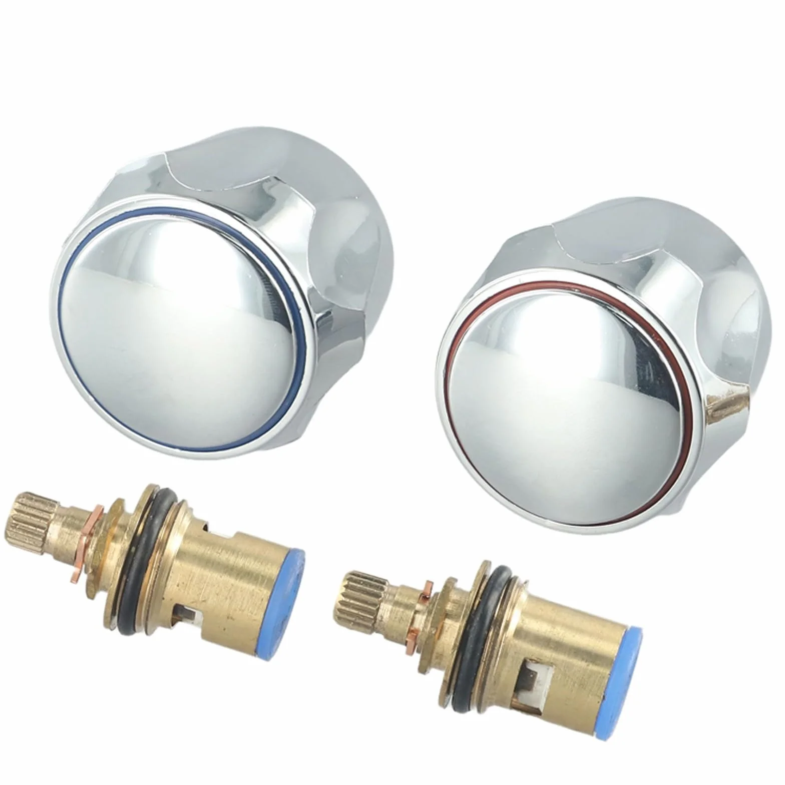 Kit de grifo caliente y frío, cabezales de conversión cromados, reemplazo de 1/2 para fregadero de lavabo