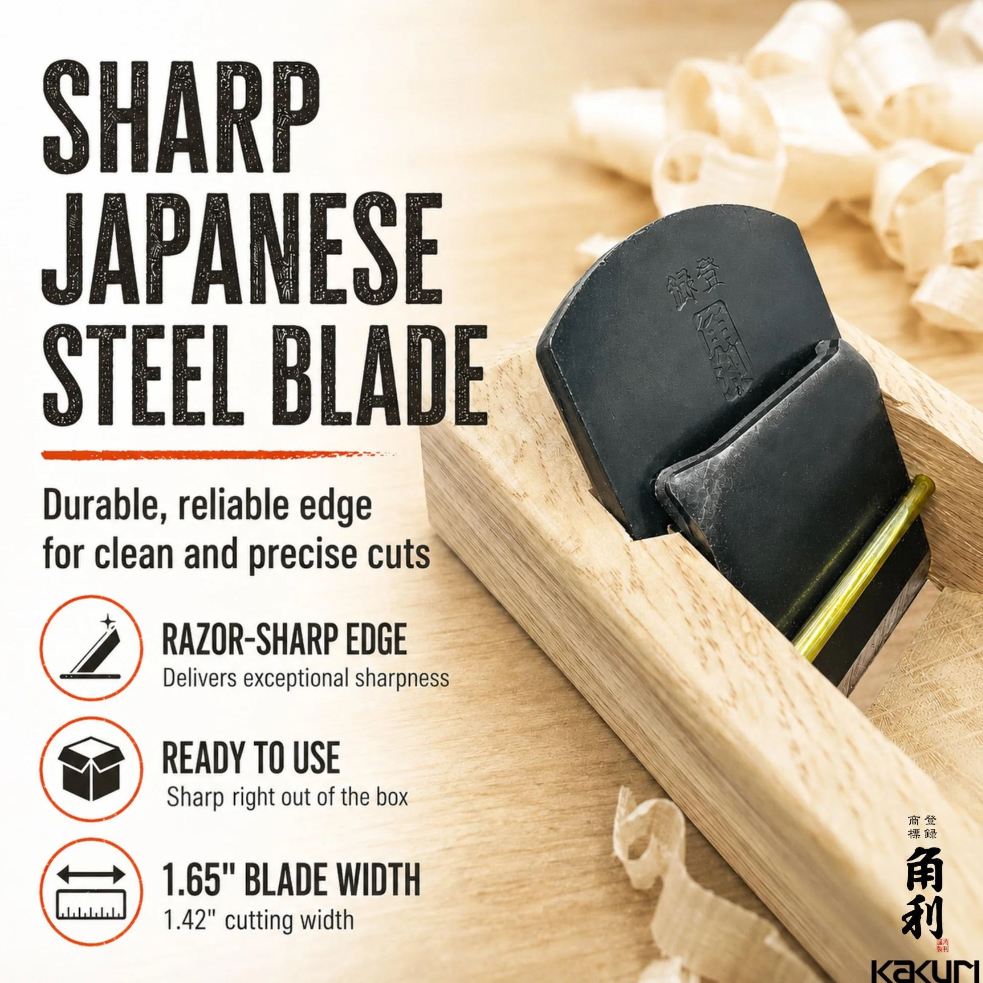 KAKURI Mini Kanna Cepillo de madera de 42 mm de Japón