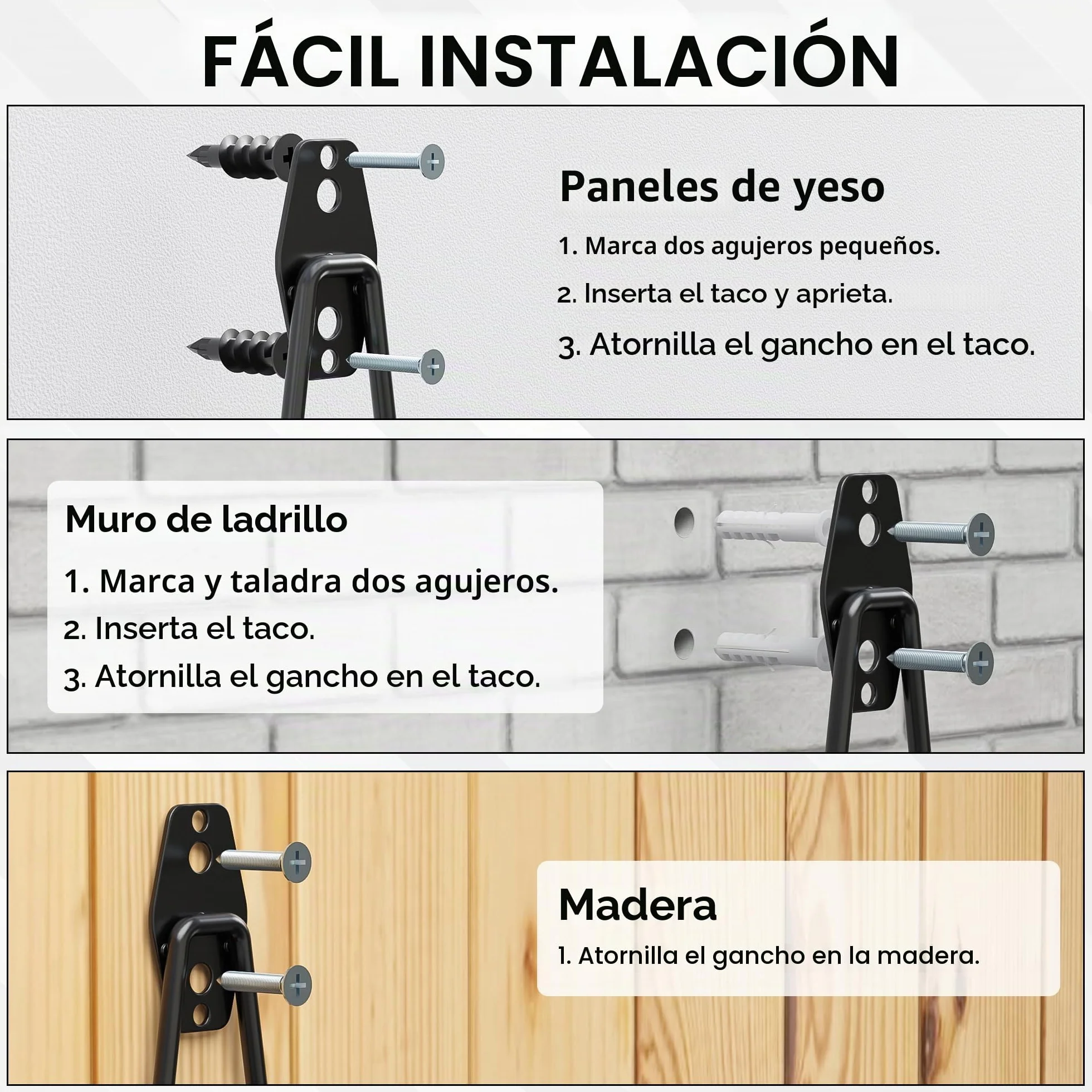 BONTEC Ganchos De Garaje Pesados, Set 18 Ganchos Antideslizantes, Acero Reforzado, Carga 502 KG, U y S Soporte Bicicleta, Organizador Herramientas, Colgador Pared Multiusos, Naranja