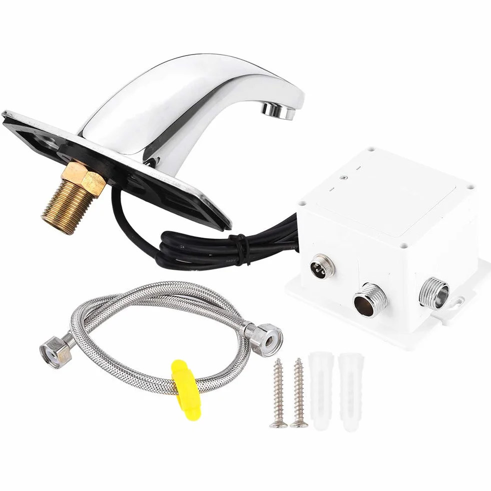 Grifo Automático con Sensor de Infrarrojos, Sin Contacto, Inteligente para Lavabo y Fregadero, con Válvula Mezcladora de Agua Fría y Caliente, para Cocina y Baño