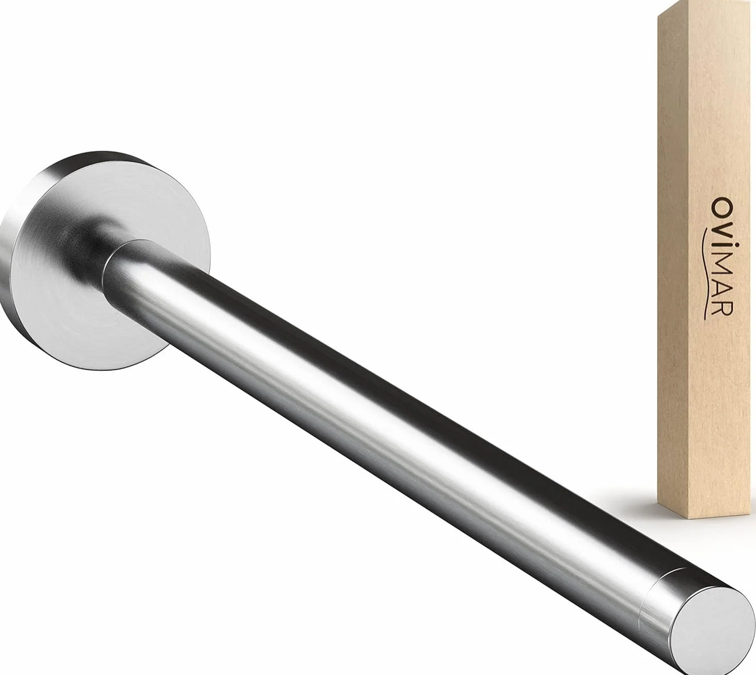 ovimar Barra telescópica Lyngvig de acero inoxidable, plata para taladrar, extensible con dos barras como toallero para toallas, soporte para perforar o pegar en la pared