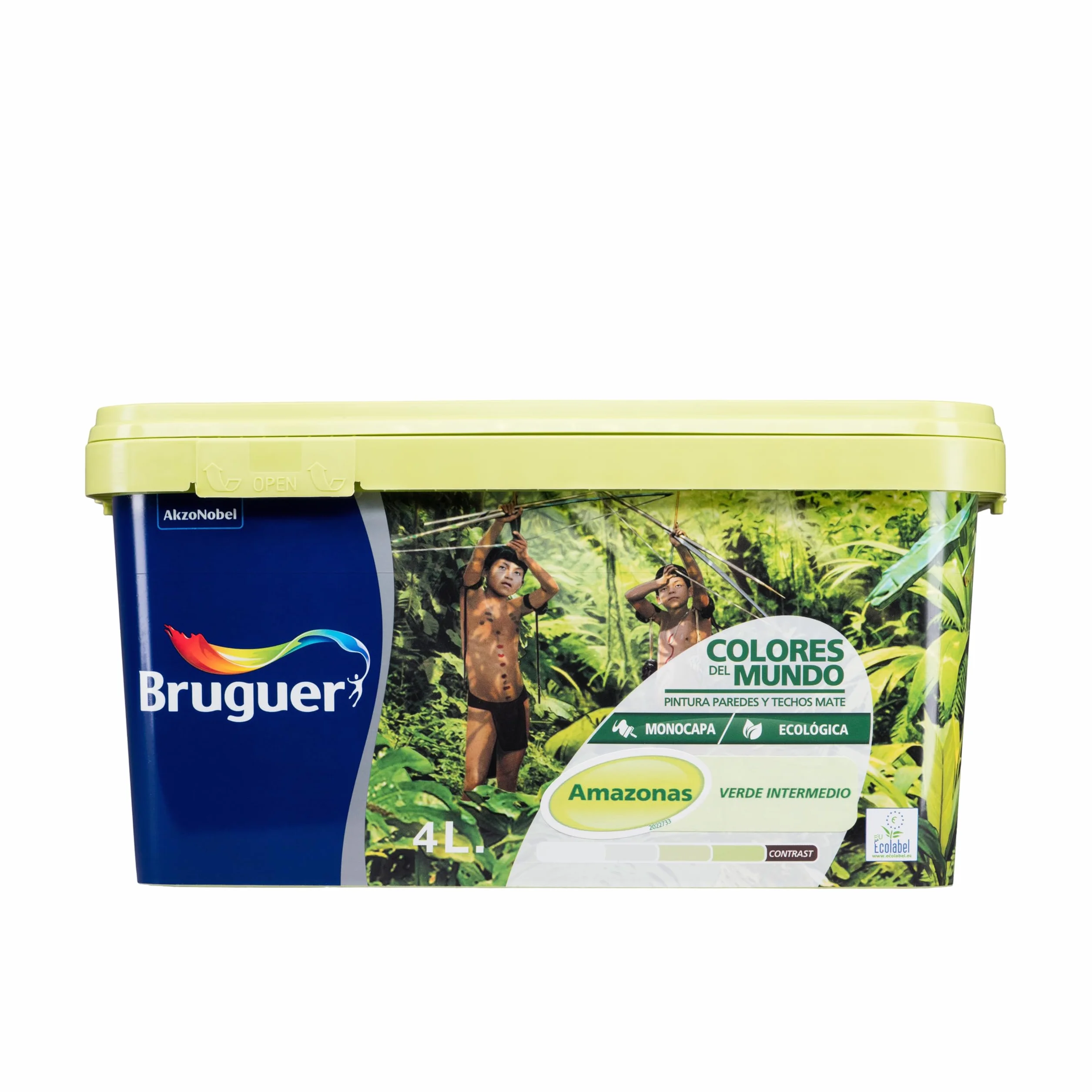 Bruguer Colores del Mundo Pintura para paredes monocapa Amazonas Verde Intermedio 4 L