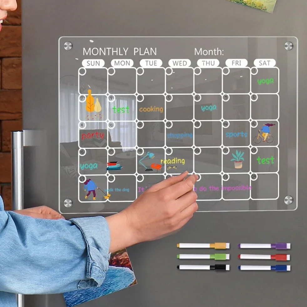 Tablero planificador acrílico con imanes fuertes para organización cocina oficina