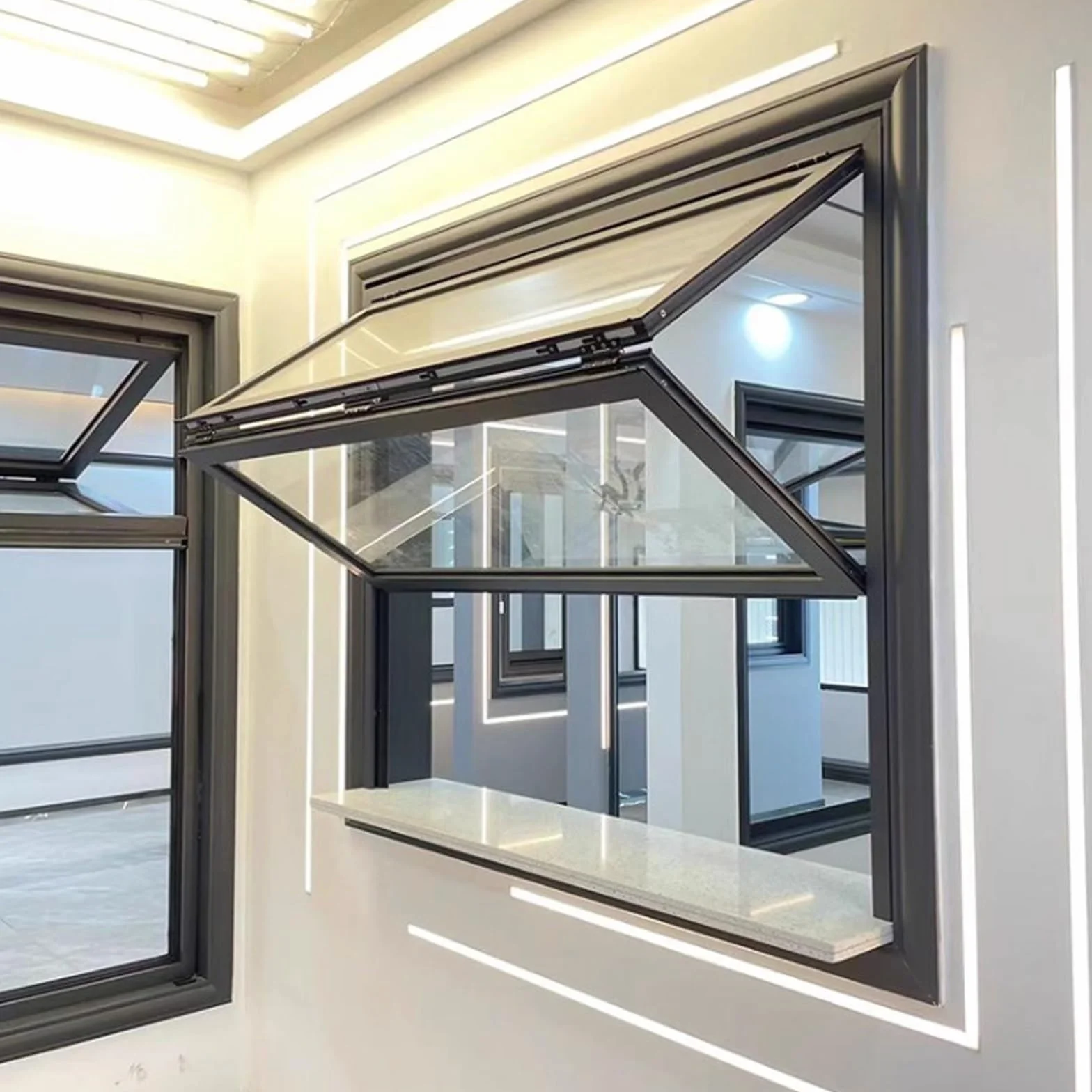 Ventana De Servicio Con Marco De Aleación De Aluminio, Ventana Empotrada De Doble Guillotina, Adecuada For Floristerías, Cafés Y Casas Móviles(White,85x100cm/33.4x39.3in)