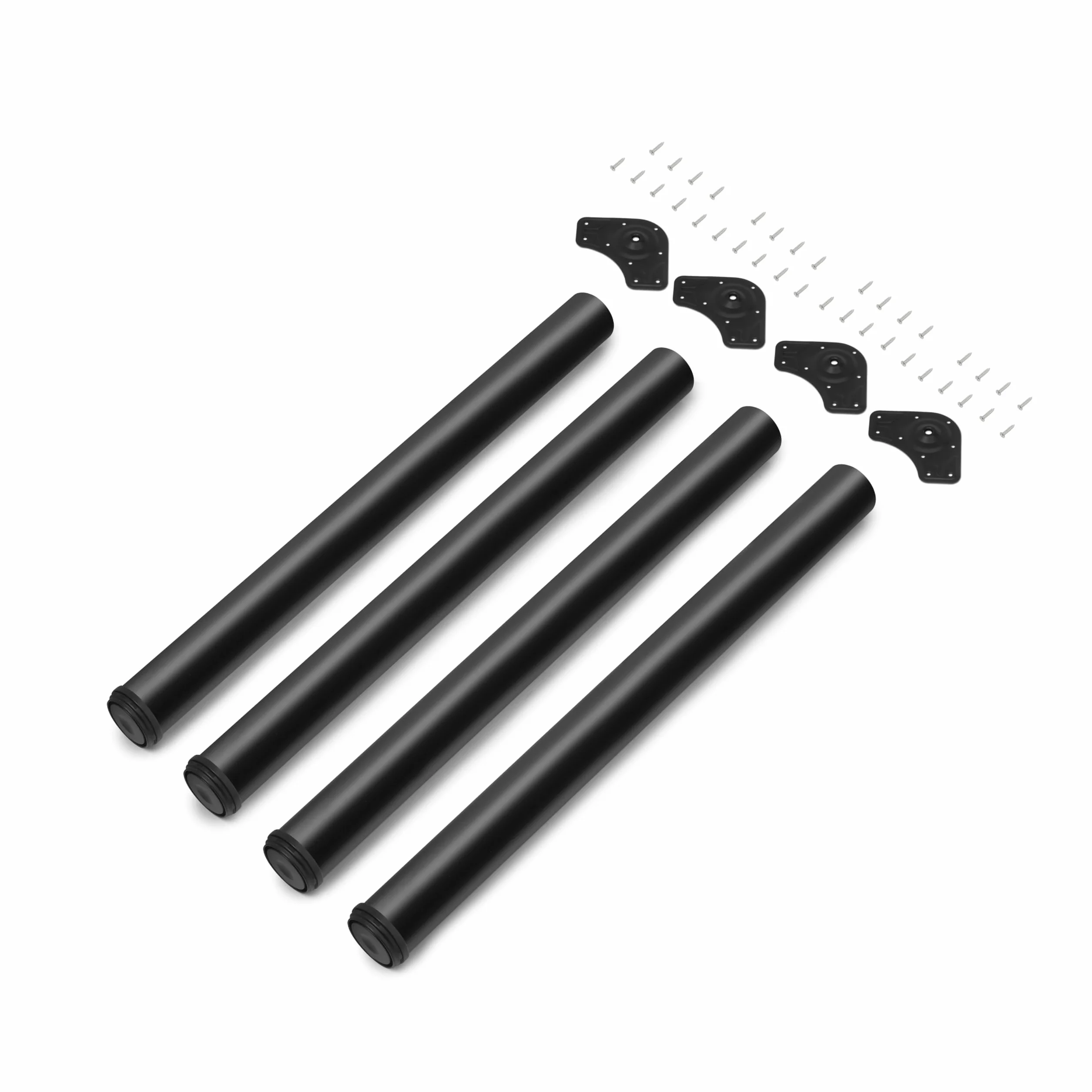 EMUCA - Patas de Mesa Regulables Ø60x710mm, Kit de 4 Patas de Escritorio, Acero, Altura Regulable 710-730mm, Color Negro