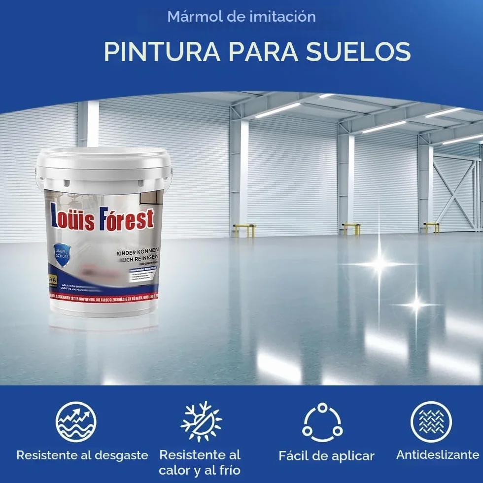 Pintura epoxi de color arena para pisos, pintura epoxi Louis Forest Fl-oor Pa-int, pintura de piso epoxi para hormigón, efecto mármol de alto brillo, revestimiento de pisos Epo-xy, garaje