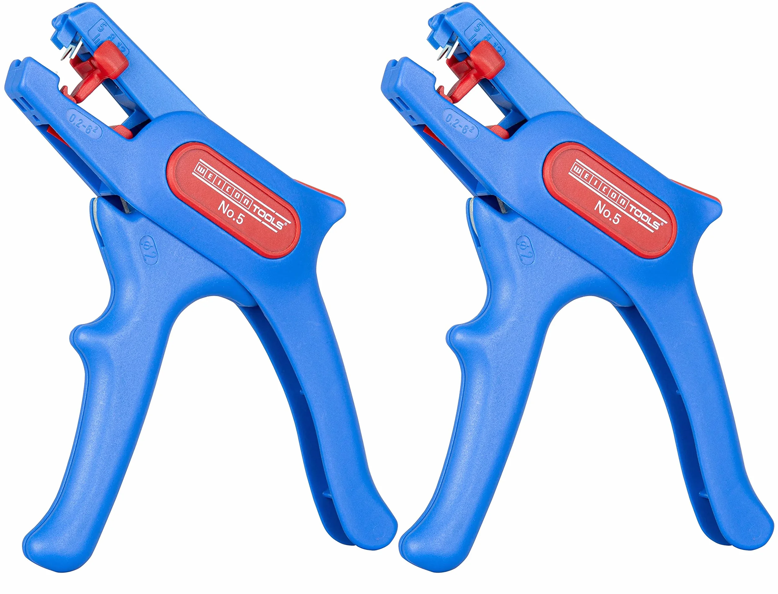 WEICON TOOLS Nº 5 - Juego de 2 pelacables automáticos, 0,2 – 6 mm², pelacables con cortador lateral de hasta 2 mm