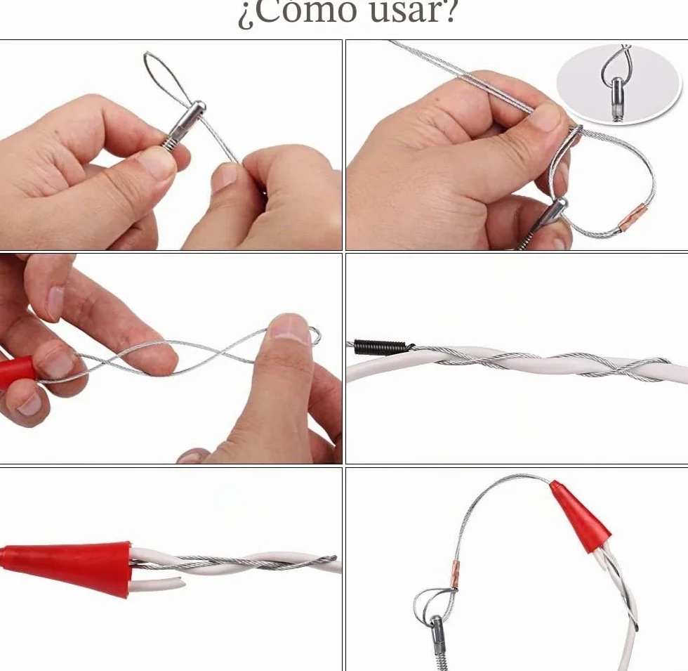 Guia Pasacables 20M, Enhebrador de Alambre Electrico Diámetro 4.5 mm, Guia Pasacables Dispositivo con 2 Muelle de Guía, Guia Pasacables Trenzada para la Colocación de Cables