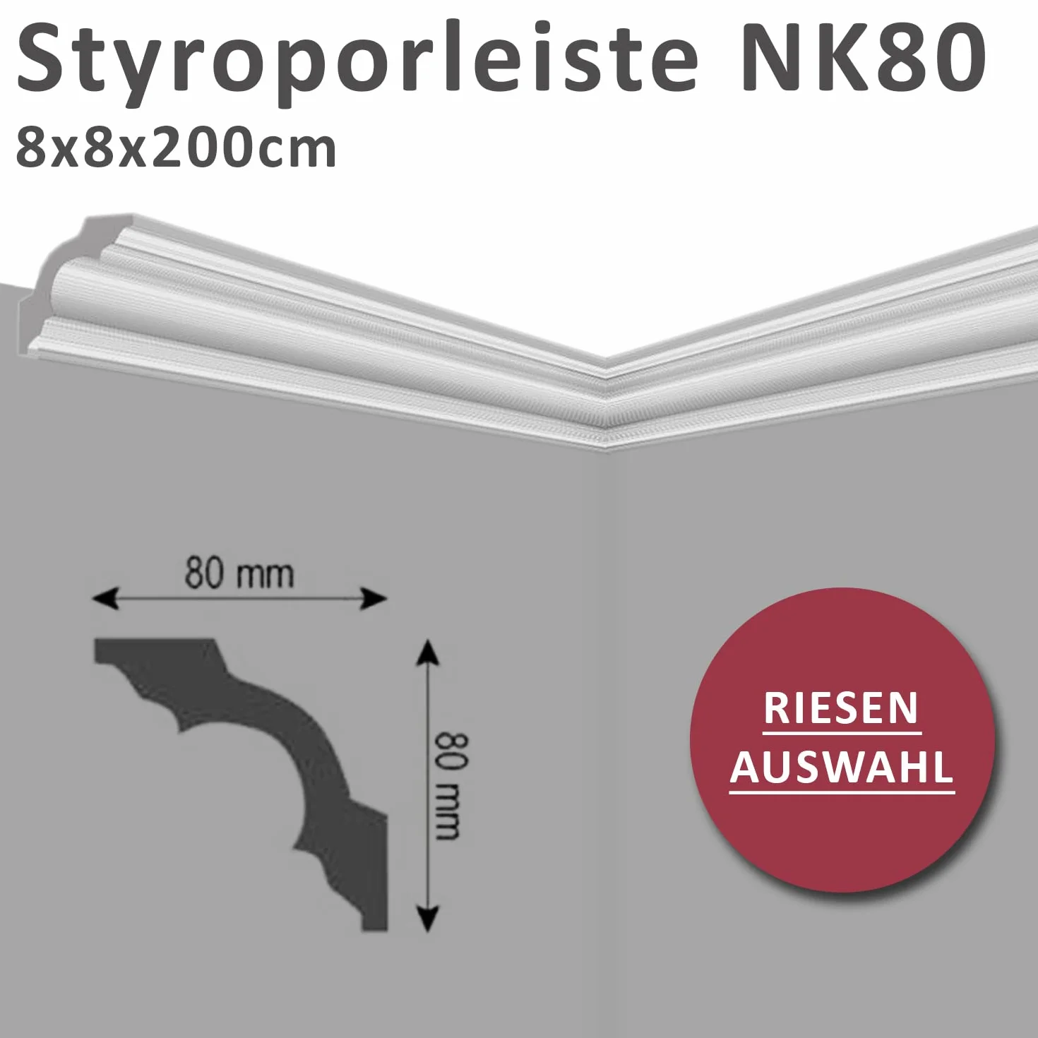 Listwy sufitowe XPS NK80 4m 80x80mm biały