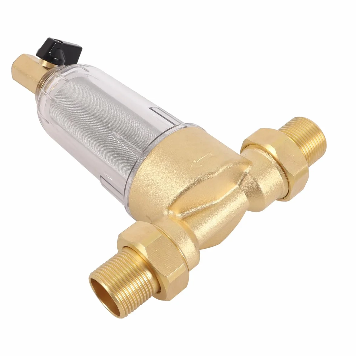 Prefiltro De Agua Para Retrolavado, Filtro De Sedimentos De 3/4 De Pulgada Y 40 Micras Con Adaptador De 1 a 3/4 De Pulgada.