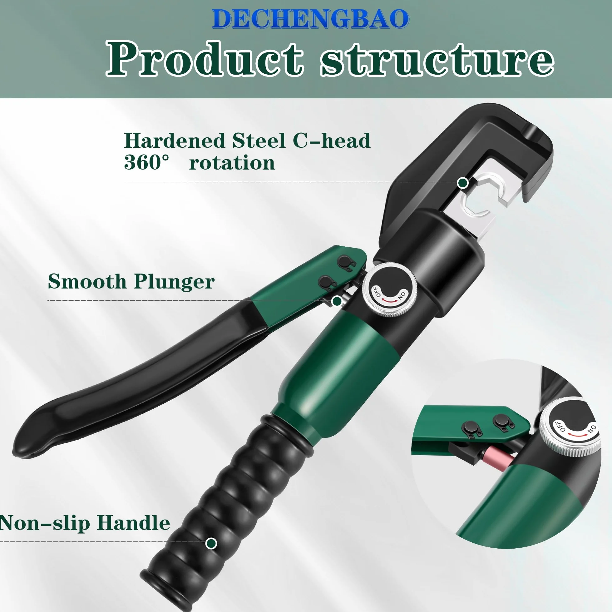 Engarzadora de terminales de cable hidráulico de 6-70 mm², kit de herramientas de cable de terminal eléctrico con 8 troqueles (herramienta de engarzado de 4-70 mm²)(YQK70)
