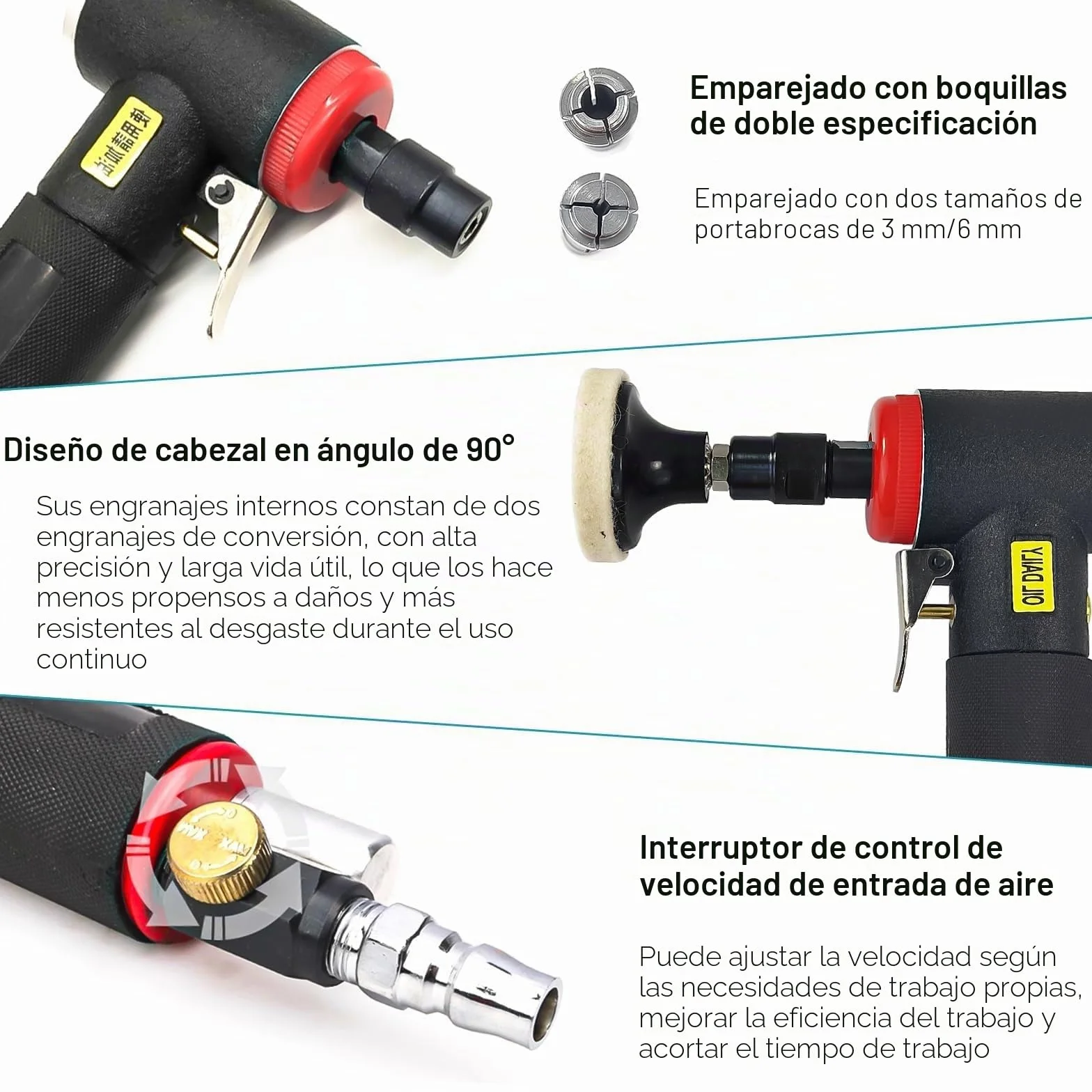 mini Juego de Lijadora de Aire Comprimido, Kit para Pulidora Coche, Amoladora Pequeña, Lijadora Neumática, Mini Amoladora Eléctrica de Alta Velocidad con Kit de 20 Discos Intercambiables