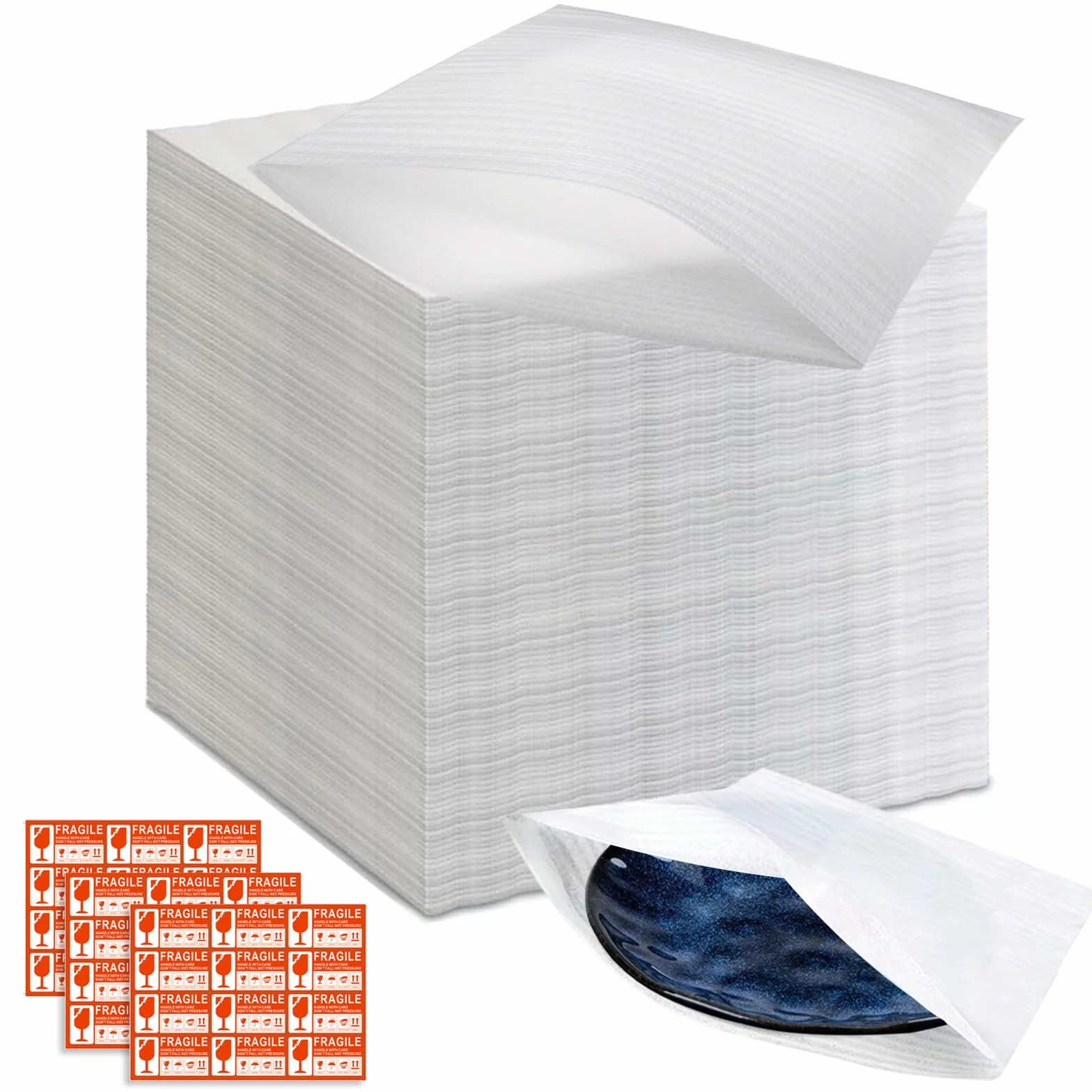 Espuma de Embalaje 30x30cm 100 Piezas Hojas de Espuma de Papel Burbuja para Platos