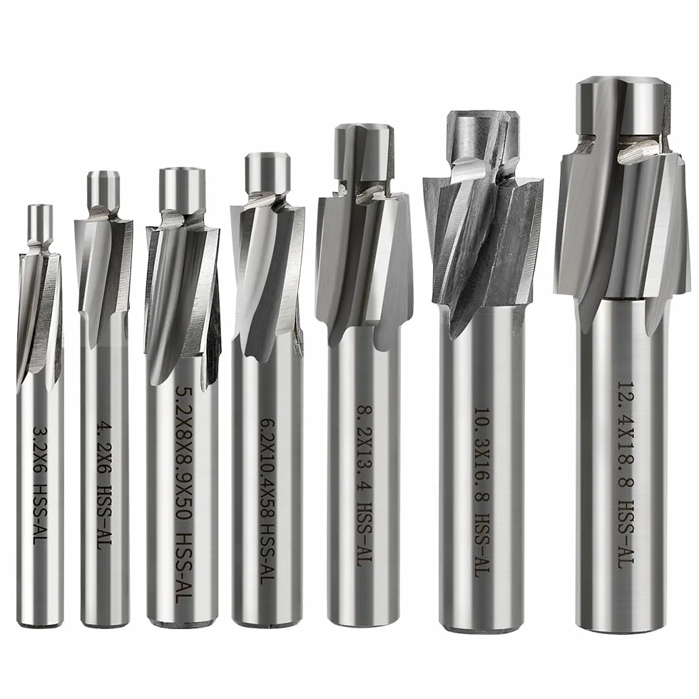 7 avellanadores planos M3-M14 HSS, avellanador de 4 dientes, ranura CNC, avellanador cónico para metal, acero, aluminio, madera, acero inoxidable, plástico