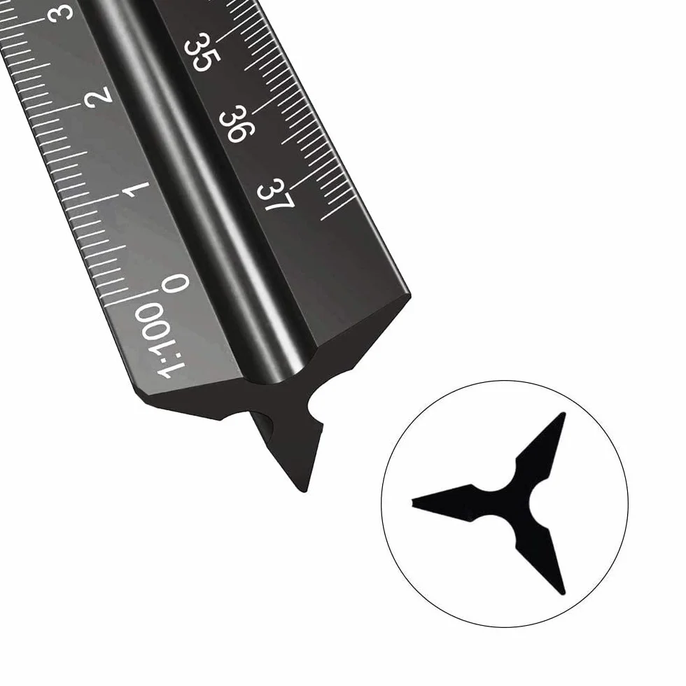 Regla de Escala Triangular de Aluminio 30 cm para Arquitectos e Ingenieros 1:20 1:25 1:50 1:75 1:100