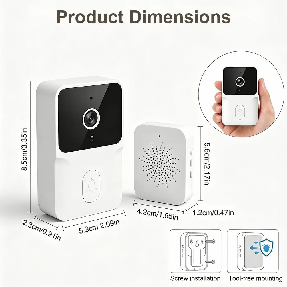 Timbre de vídeo WiFi 1080P con cámara y visión nocturna, audio bidireccional, detección de movimiento, seguridad inteligente para el hogar