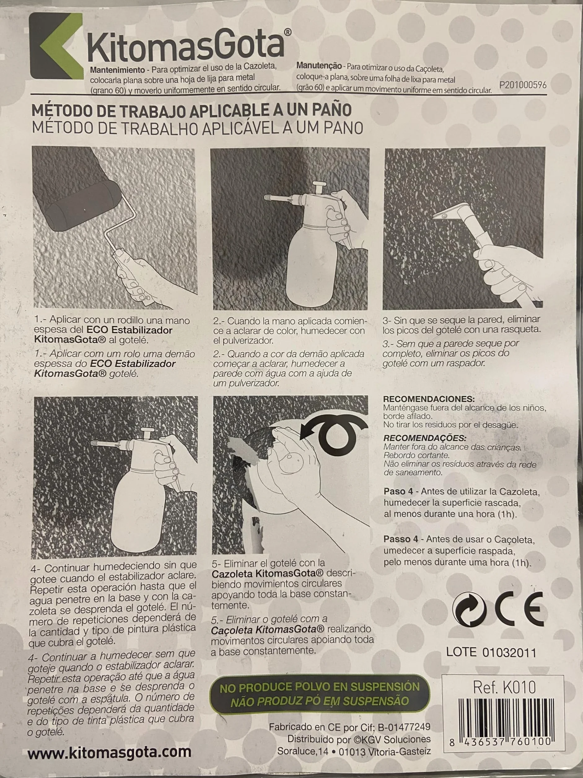 Herramienta Profesional del sistema Kitomasgota – Cazoleta para quitar gotelé al temple