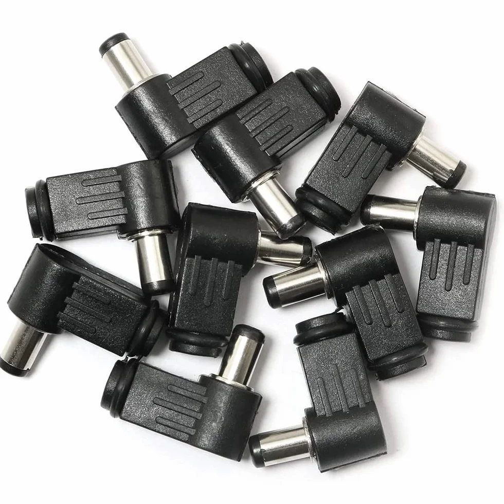 10 Piezas 90 Grados Ángulo Recto 2,5X5,5mm 2,5mm Cable de Alimentación Cc Enchufe Macho Conector Adaptador de Punta de Cable de Soldadura, 5525