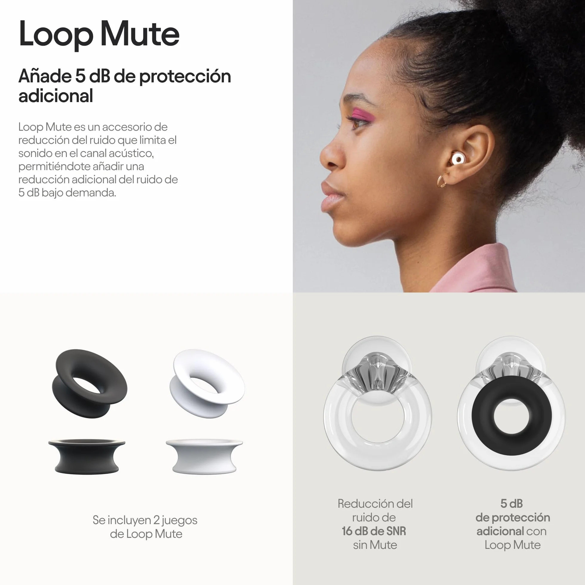 Loop Engage Plus Tapones - Reducción del ruido de nivel bajo - Para conversar, encuentros sociales, sensibilidad al ruido y padres y madres - 8 almohadillas + accesorios adicionales - SNR 16dB
