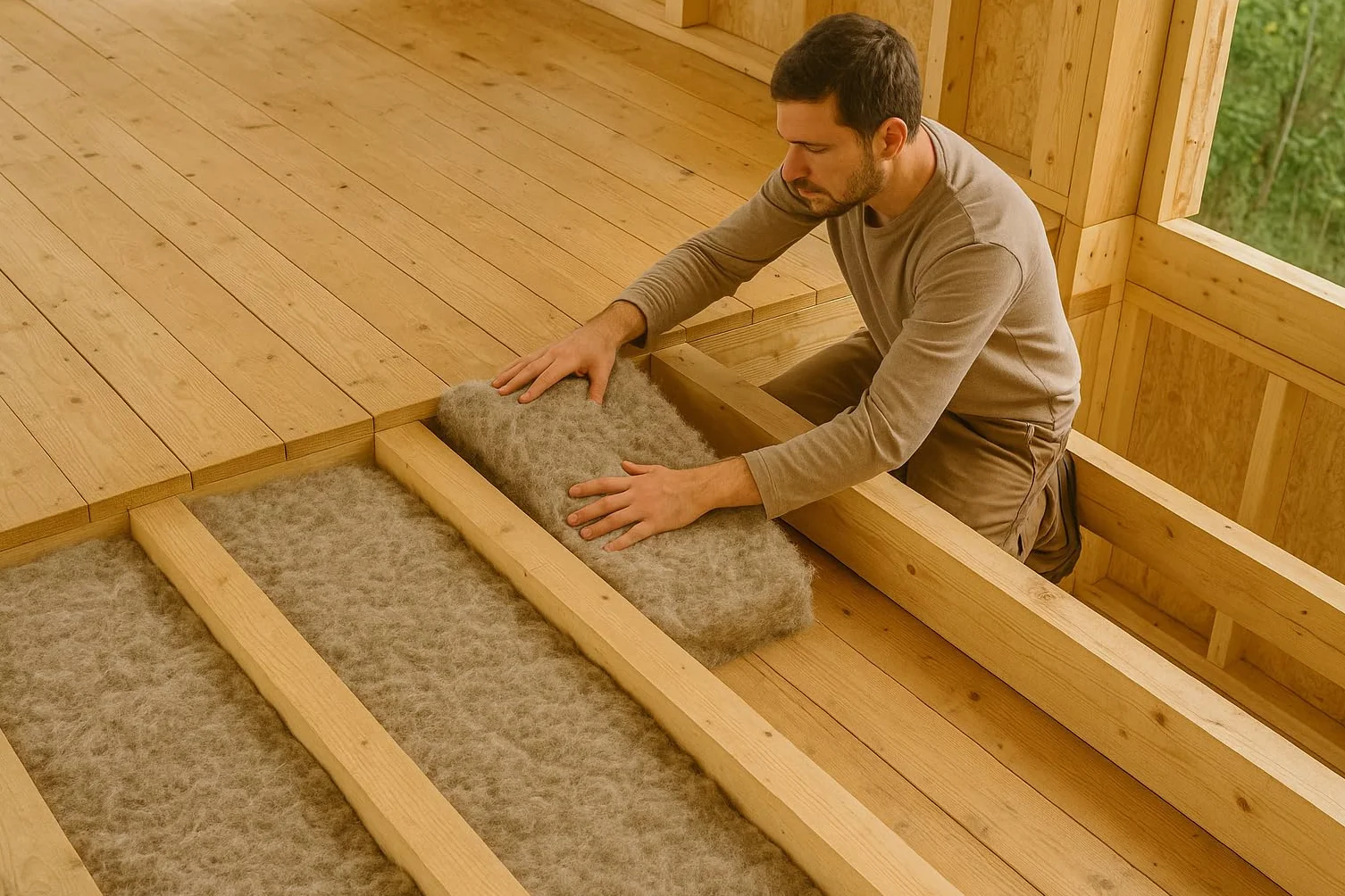 Rollo de lana de oveja (5 m x 0,5 m x 40 mm, 2,5 m²)
