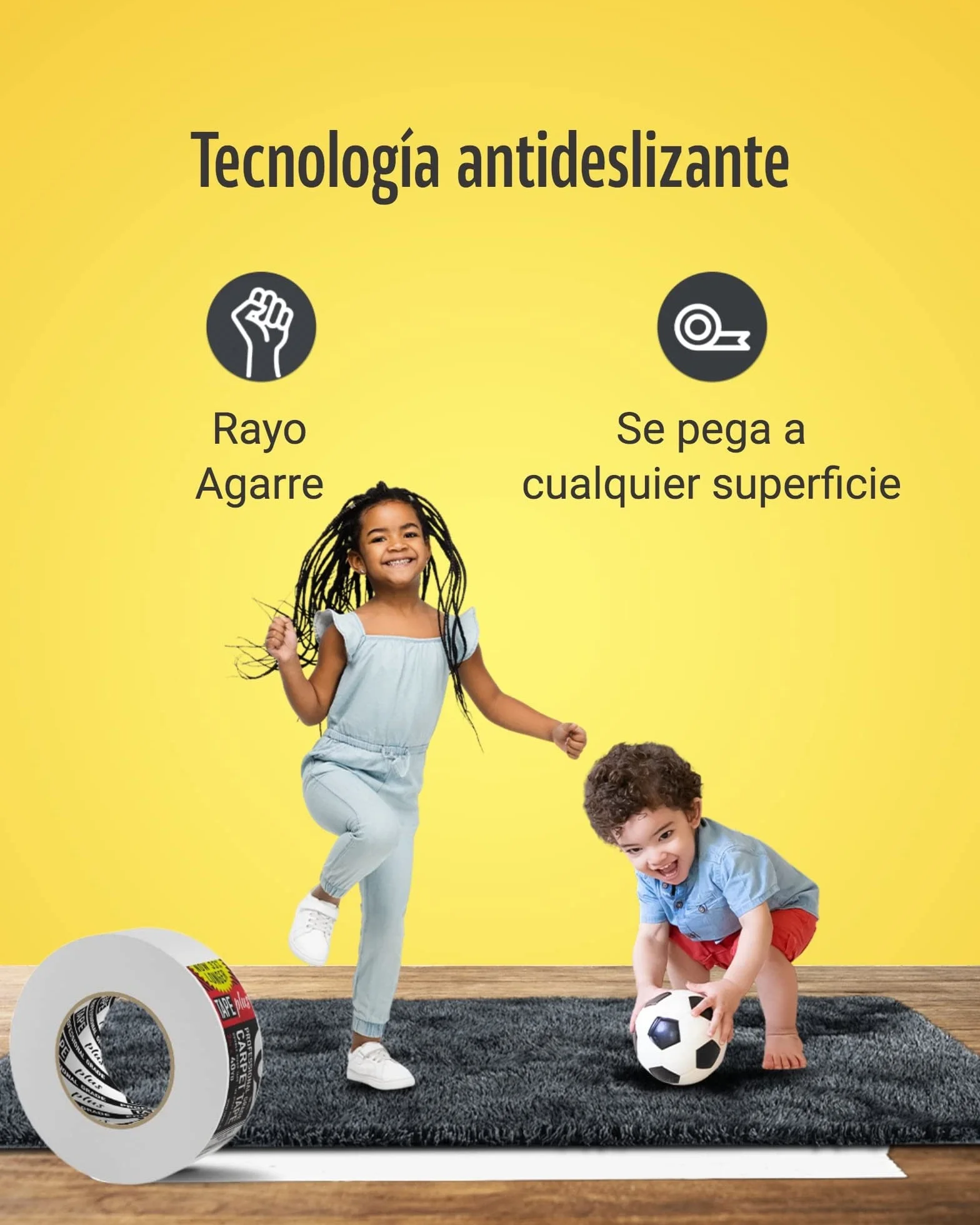 TapePlus Cinta Antideslizante Alfombra Profesional – 5 cm por 36.5 m (¡2 x Más!) – Cinta Antideslizante para Alfombras con Adhesivo Doble Cara - Cinta Doble Cara Blanco Premium – Interior y Exterior