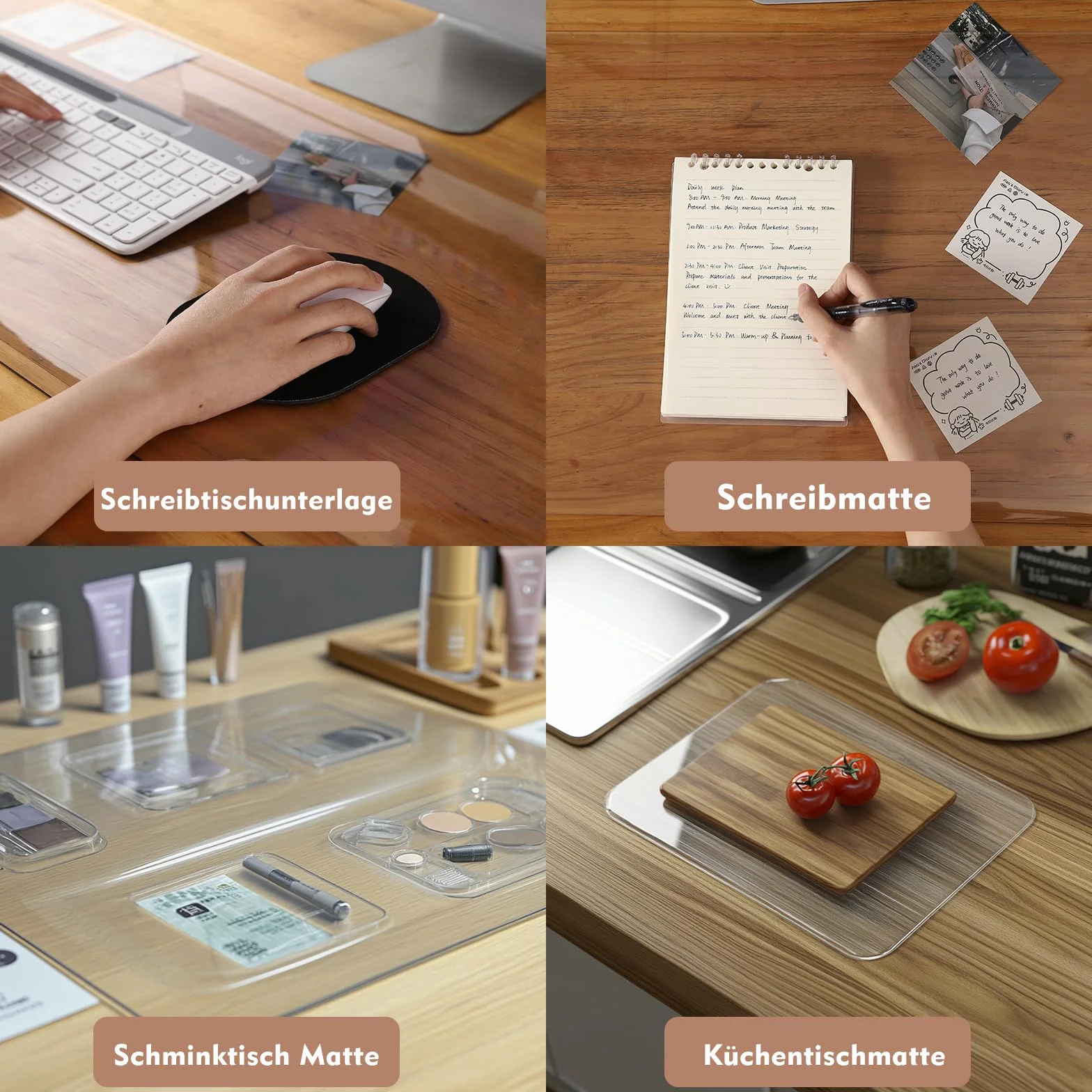 Protector de escritorio transparente PVC 60x35 cm antideslizante impermeable