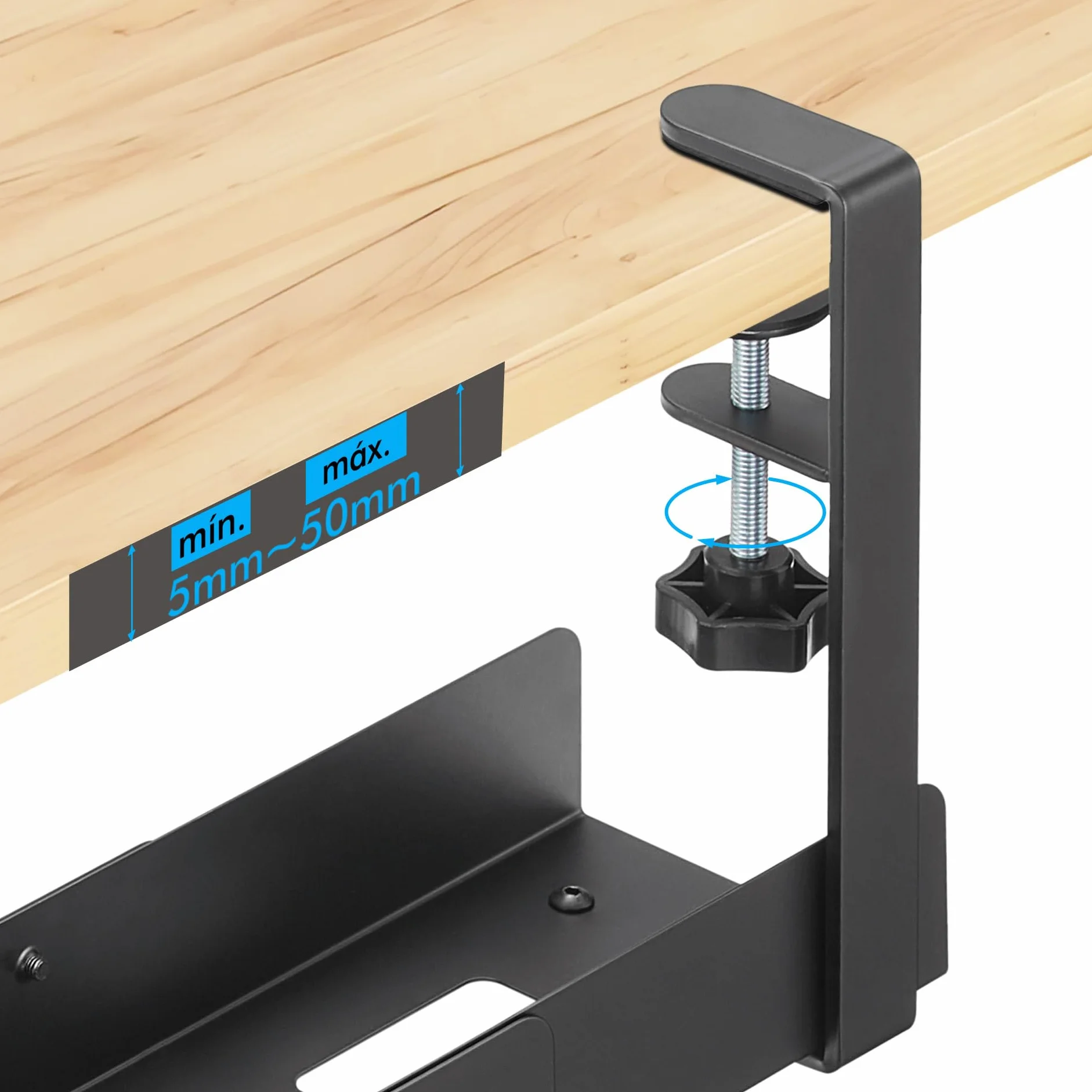 Mimoke Organizador de cables para escritorio, 800 a 1200 mm, con accesorios, montaje sencillo (negro)