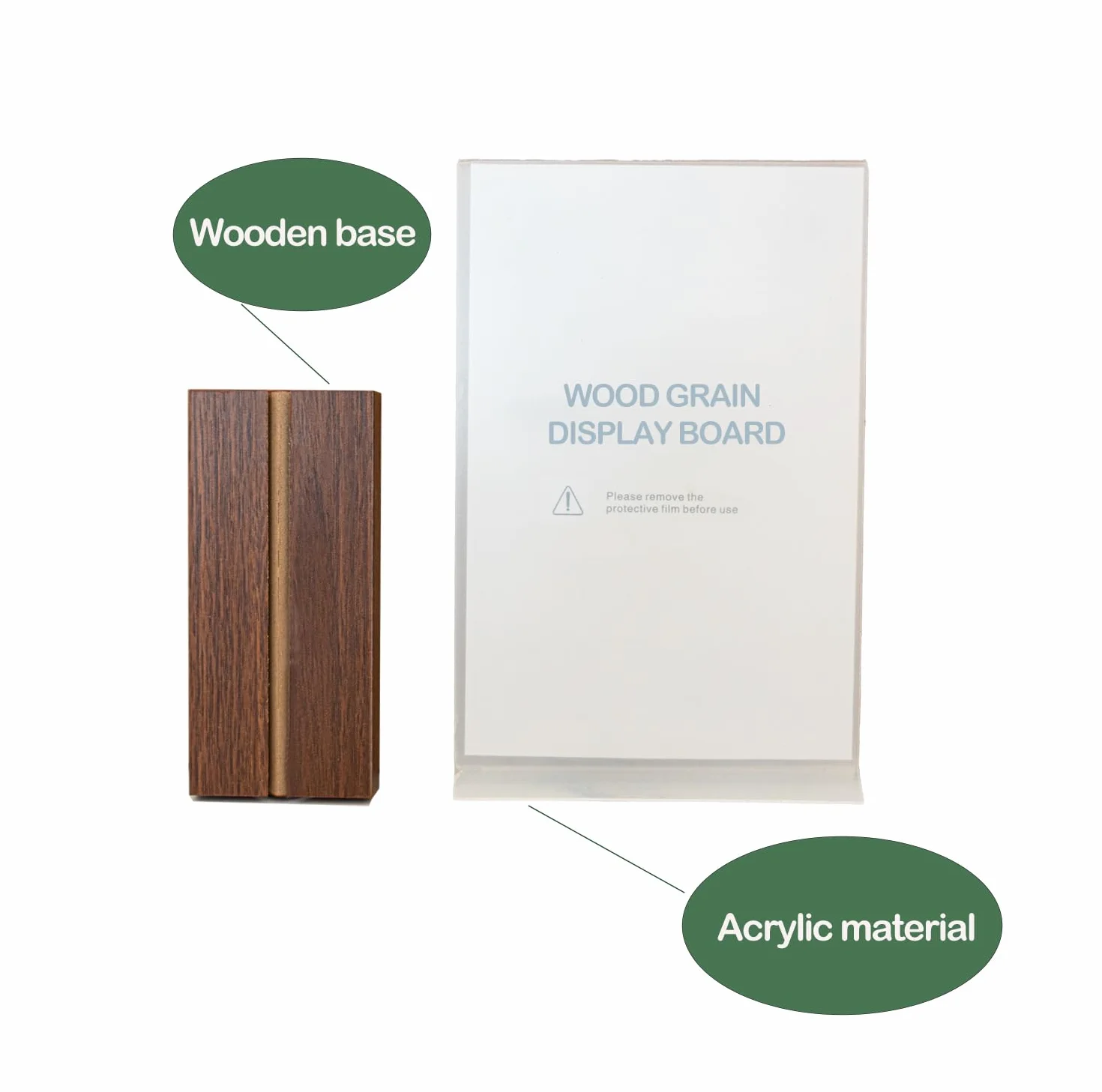 Metacrilato A6 Expositor de 5 Piezas con Base de Madera para Oficina