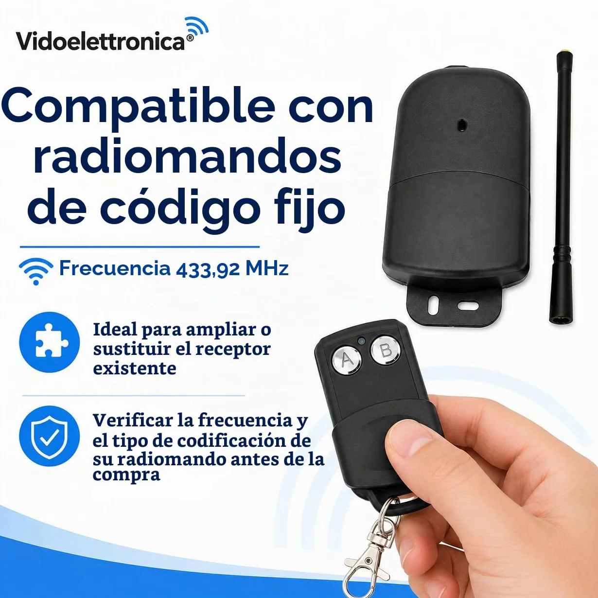 Kit receptor de exterior 433 MHZ 12 24 V 2 canales receptor con 2 mandos a distancia