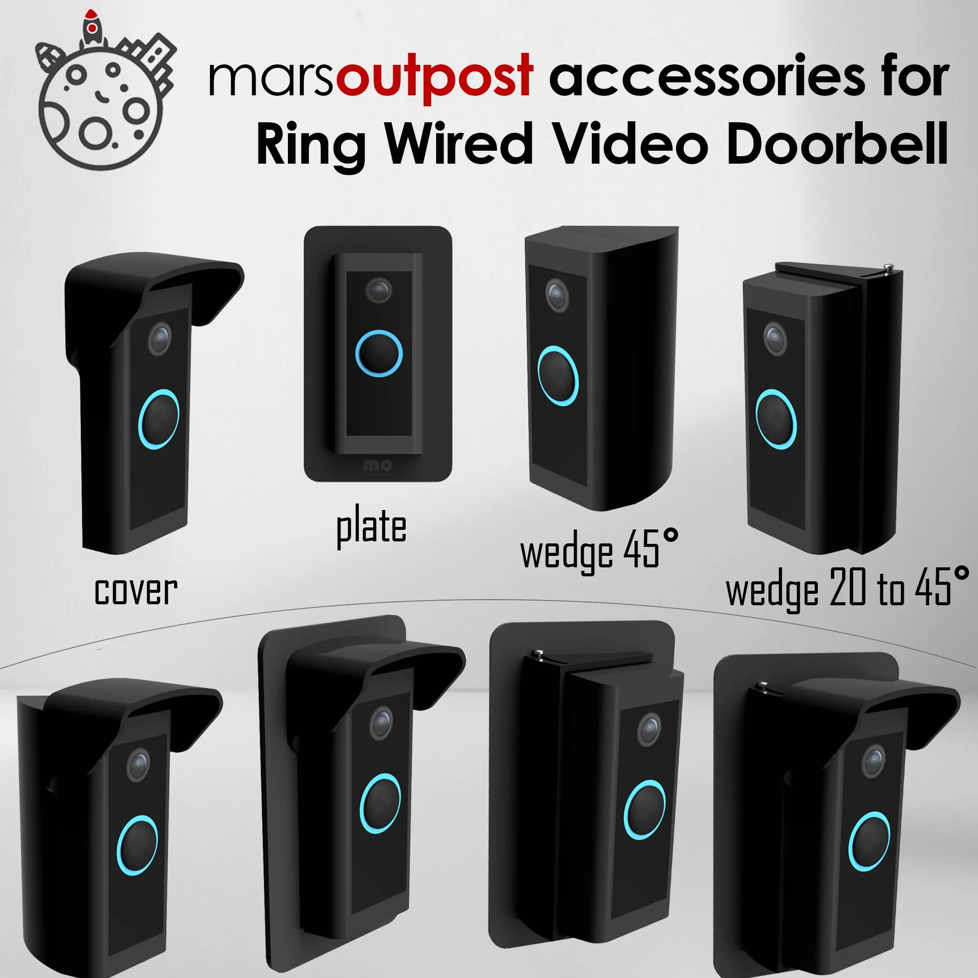 Compatible con RingWired | Soporte de montaje en esquina | Ángulo de 45° | Ajuste delgado, fuerte