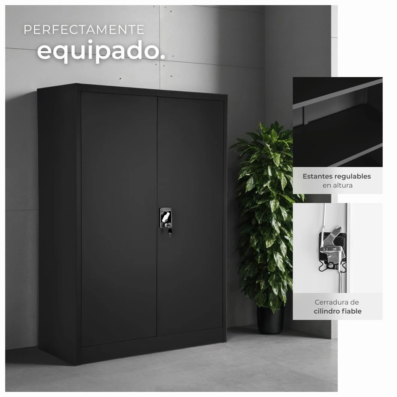 Armario Archivador con Cierre de Seguridad 4 Alturas Cajones Ajustables Mueble Oficina Acero 140x40x90cm Negro