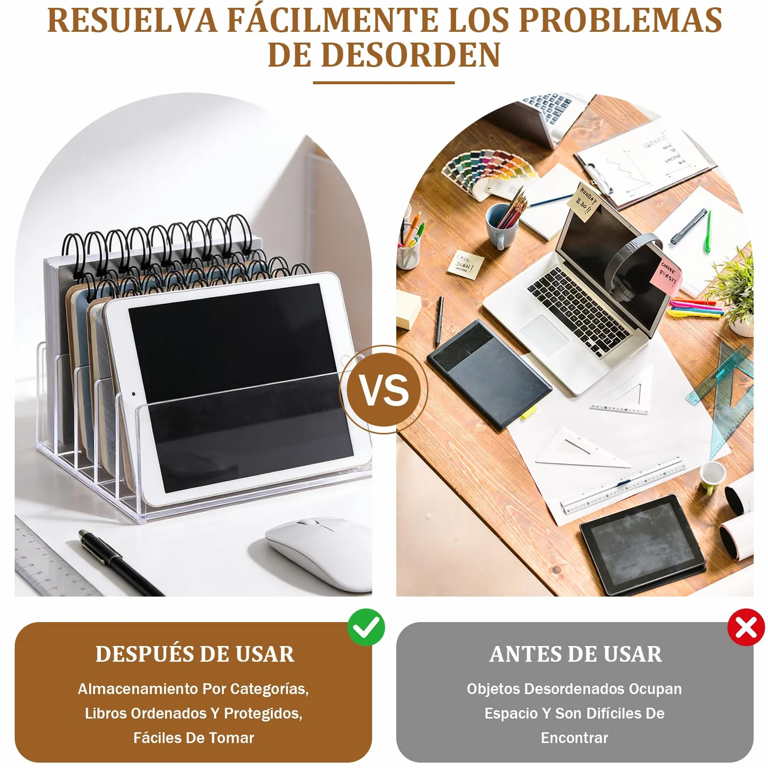 Organizador de Oficina Acrílico Transparente 5 Compartimentos, Bandejas para Papeles Hogar Oficina Escuela