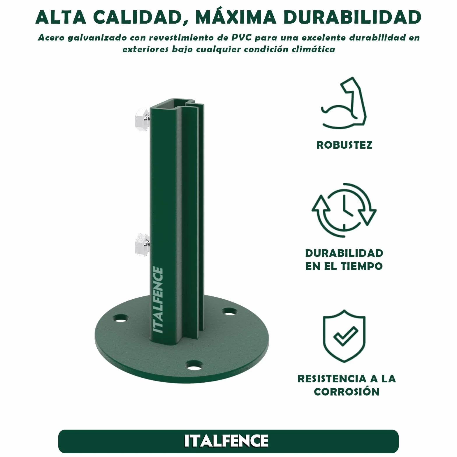 Base para poste T 30x30mm, acero plastificado [5 piezas]