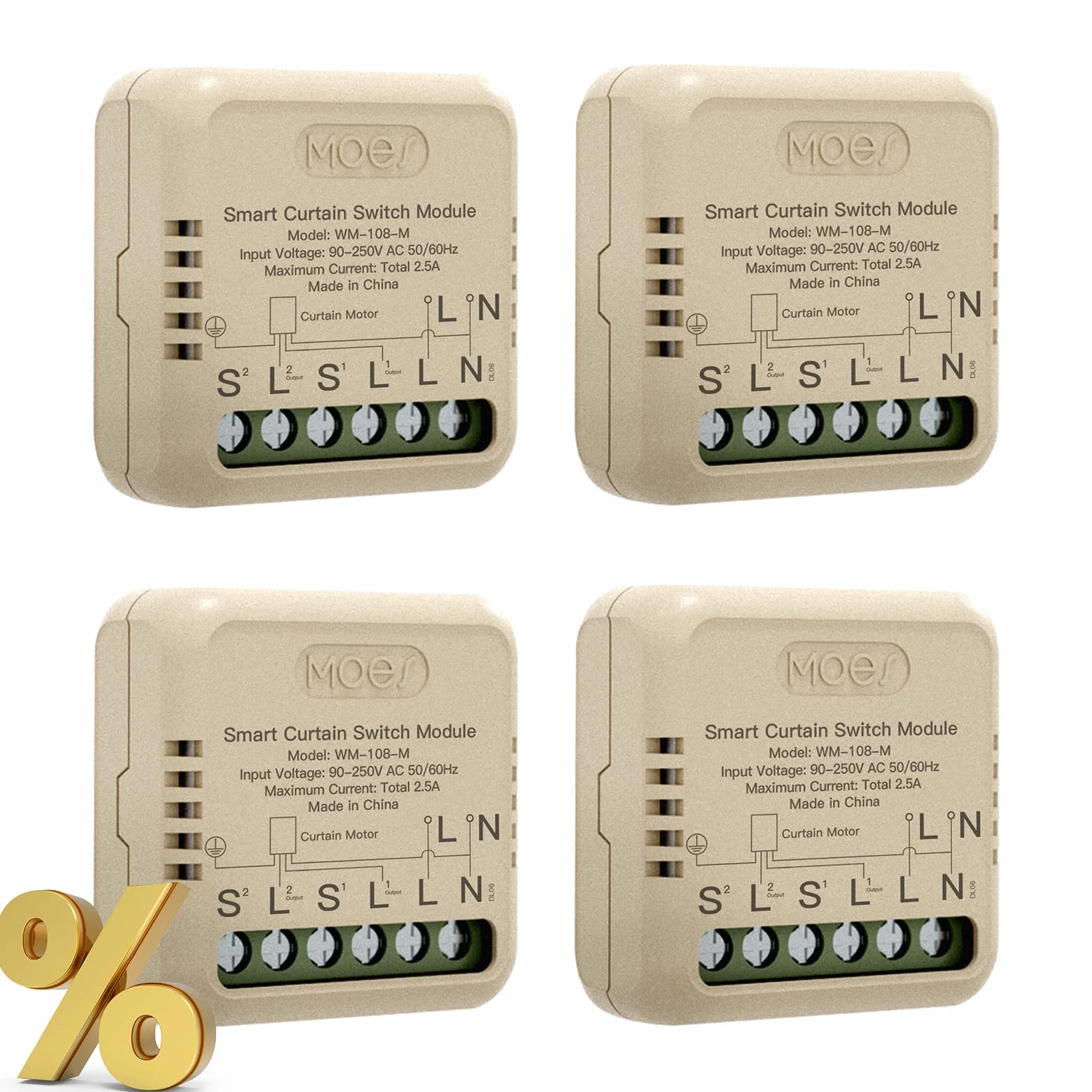 MOES Tuya WiFi Alexa Smart Interruptor de persiana Módulo, para persianas, temporizador, interruptor para motor de persiana, compatible con Alexa Google Assistant, MOES/Tuya/Smart Life App