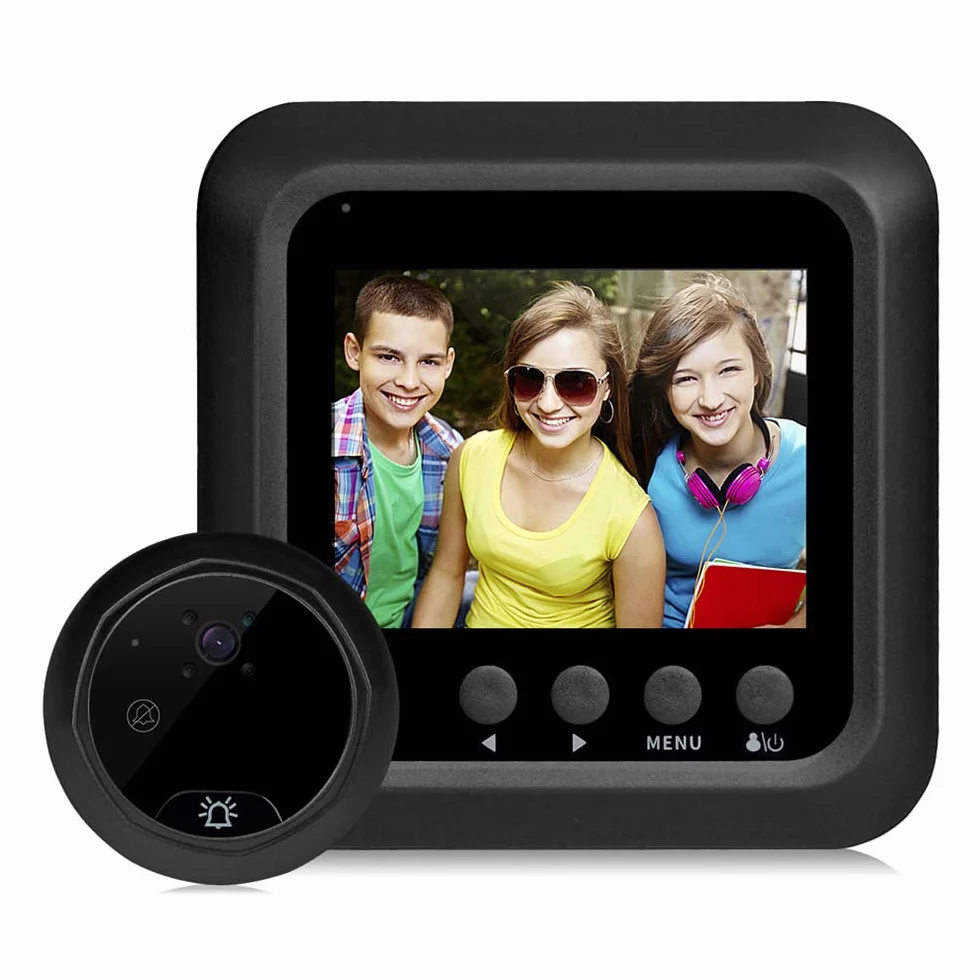 Visor de Puerta Digital, Visor de Puerta Cámara de Seguridad Timbre Inteligente Pantalla LCD de 2.4" Visión Nocturna Captura de Fotos Cámara de Monitor de Puerta Digital