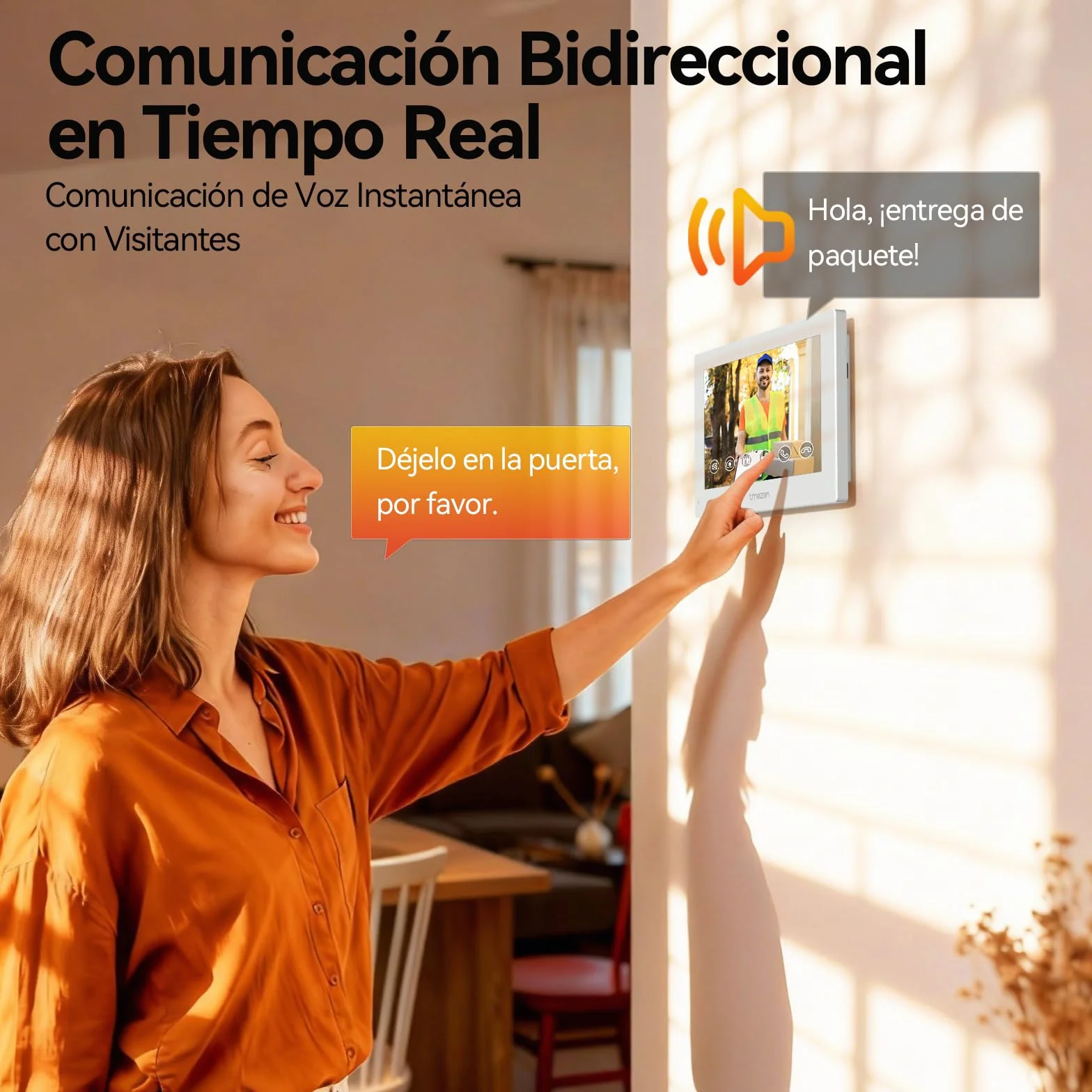 TMEZON Videoportero WiFi 2 Hilos,Sistema de Intercomunicación con 7'' Monitor Táctil a Color,Timbre Metálico de 1080P con Cámara,detección de Movimiento Humano,Desbloqueo en Remoto,para 2 familias