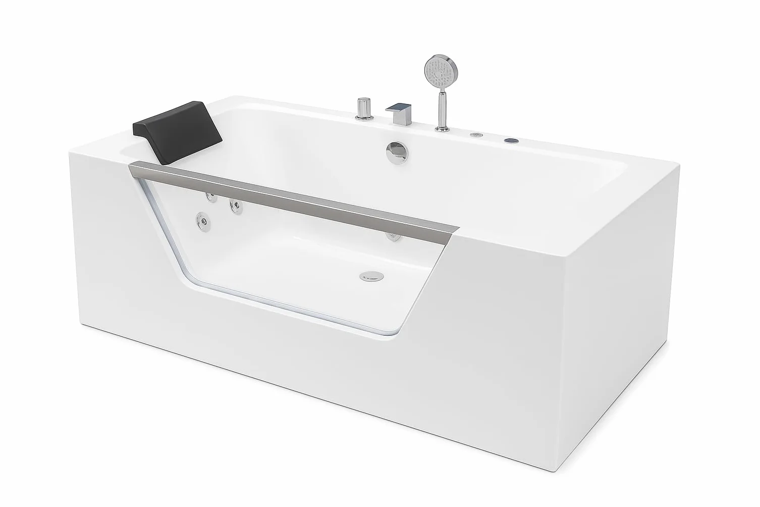 Bañera Hidromasaje New Cristy Rectangular 170x80cm con reposacabezas y 8 chorros Jets