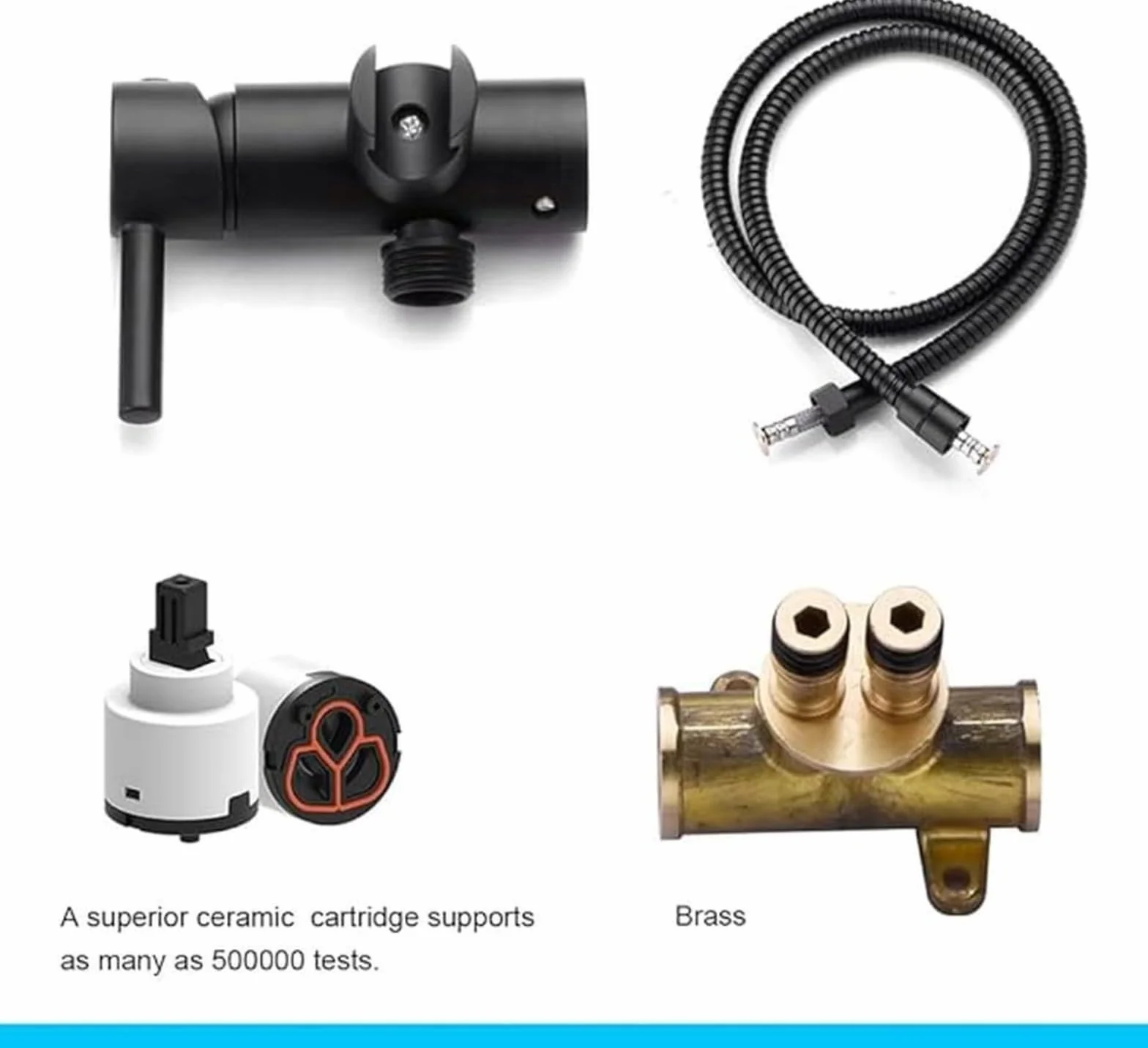 GRIFEMA G154B-1 Grifo bidet negro Monomando Empotrar para Bidé WC Agua Caliente y Fría Ducha Mano Soporte Manguera Flexo 1.2 m